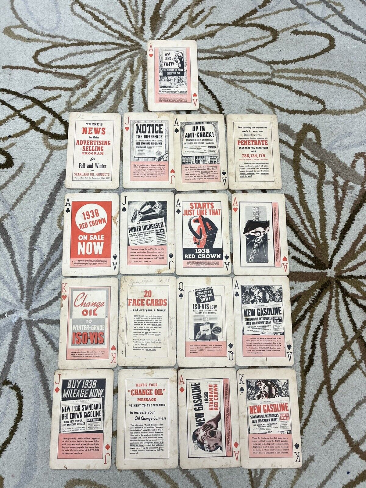 1938 Red Crown Gasoline Advertising Playing Cards