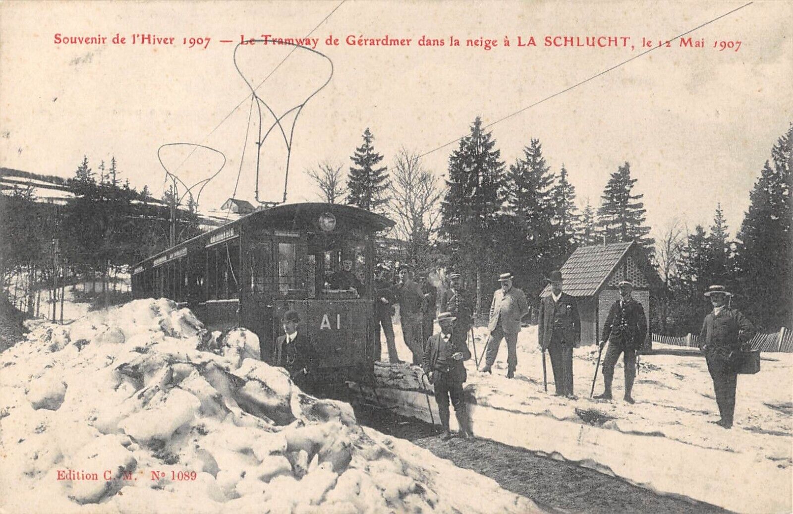CPA 88 WINTER SOUVENIR 1907 / GERARDMER\'S TRAMWAY IN THE SNOW A LA SCH