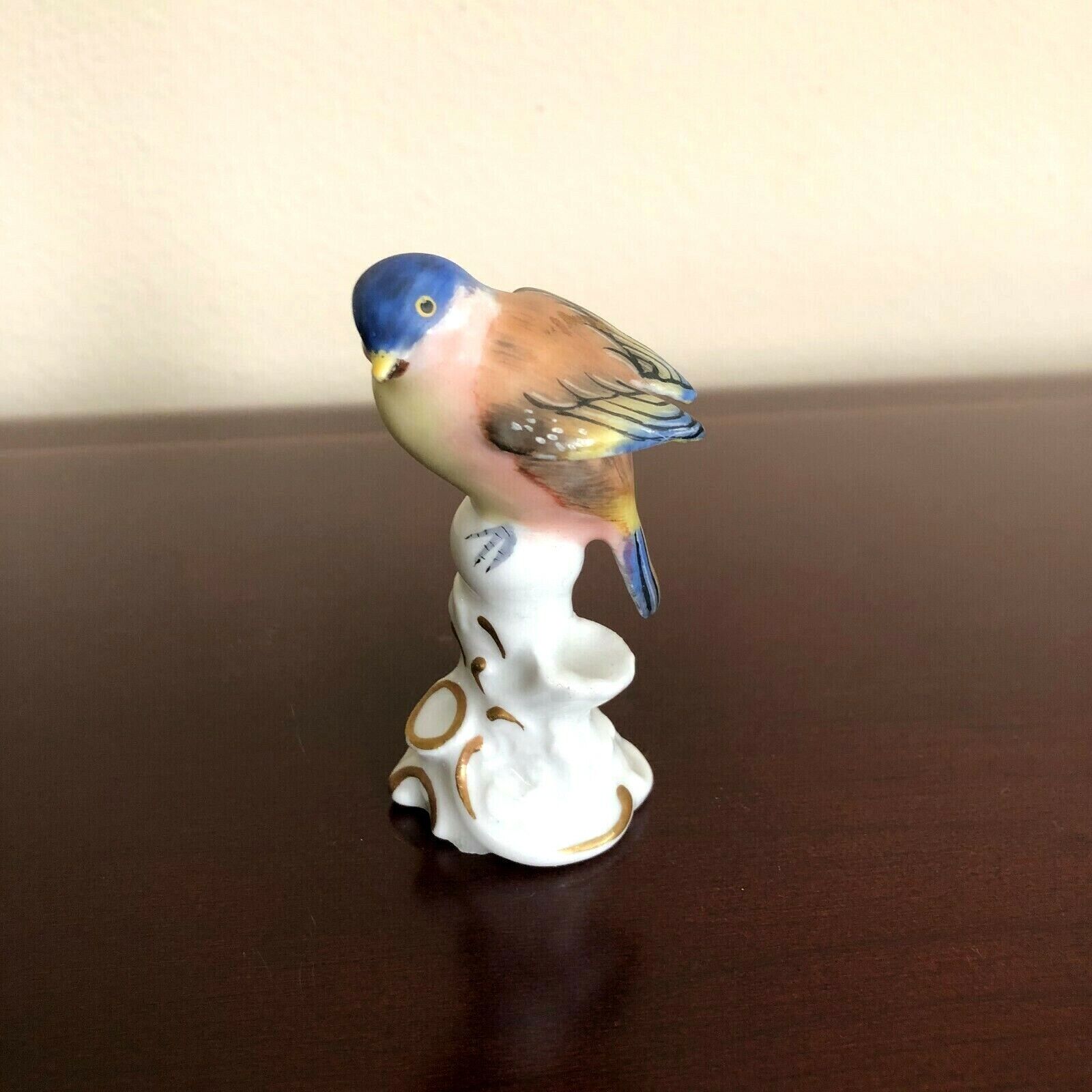Vintage Blue Bird Figurine Small Multi Color