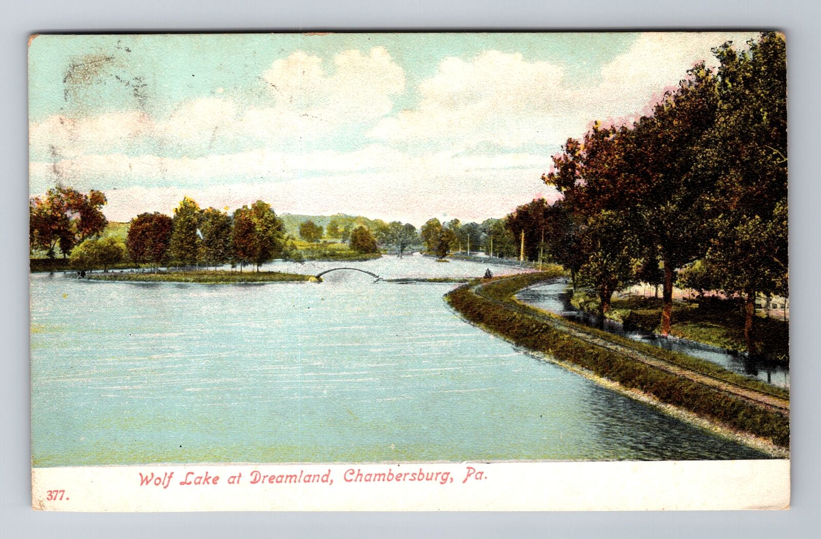 Chambersburg PA-Pennsylvania, Wolf Lake at Dreamland, Antique Vintage Postcard