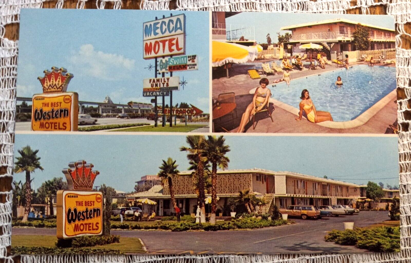Best Western Mecca Motel Across From Disneyland Vtg Postcard Plastichrome Unused