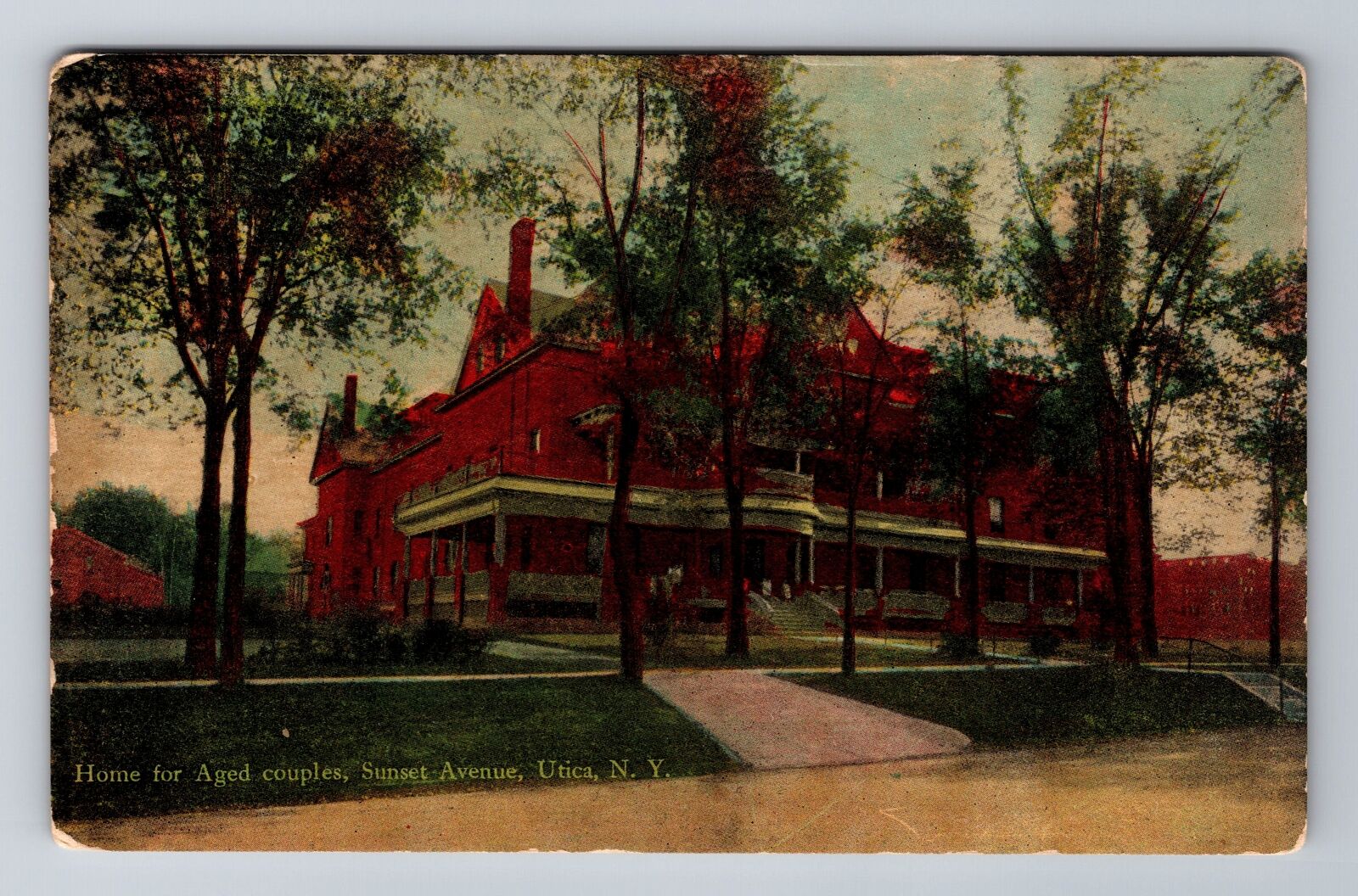 Utica NY-New York, Home For Aged Couples, Sunset Avenue, Vintage Postcard