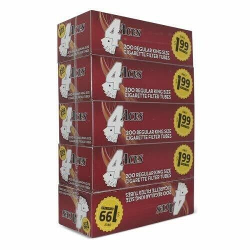 4 Aces Regular King Size RYO Cigarette Tubes 200ct Box (5 - Boxes)
