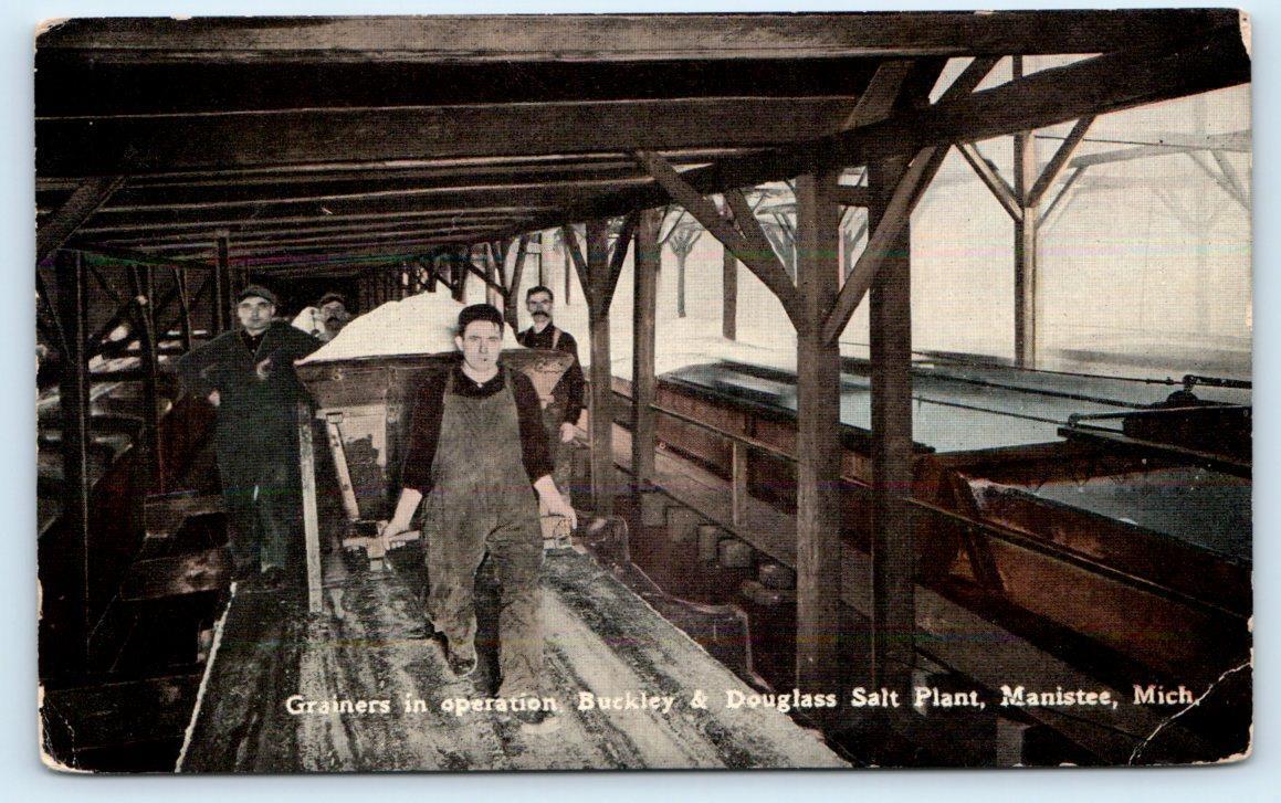 MANISTEE, MI Michigan ~ BUCKLEY & DOUGLAS SALT PLANT ~ Grainers 1926 Postcard