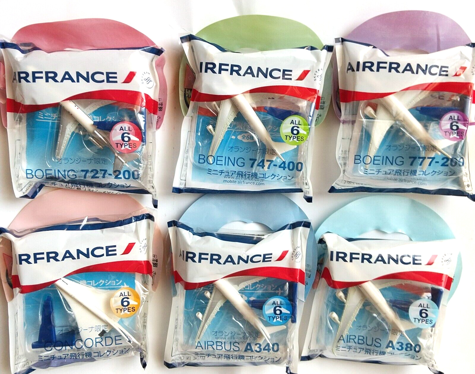 Air France Mini Airplanes Set of 6 Orangina Japan B727/747/777 A340/380 Concord