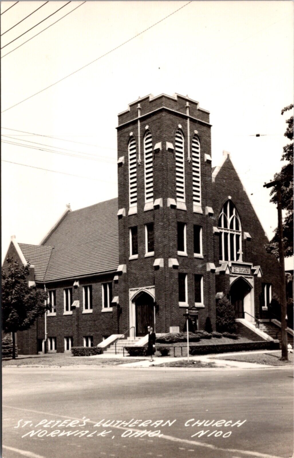 Real Photo Postcard St. Peter\'s Lutheran Church in Norwalk, Ohio