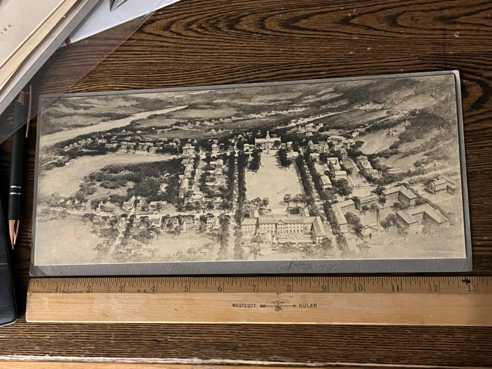 1927 Dartmouth College Aerial view Birds Eye architectural drawing proposed bldg