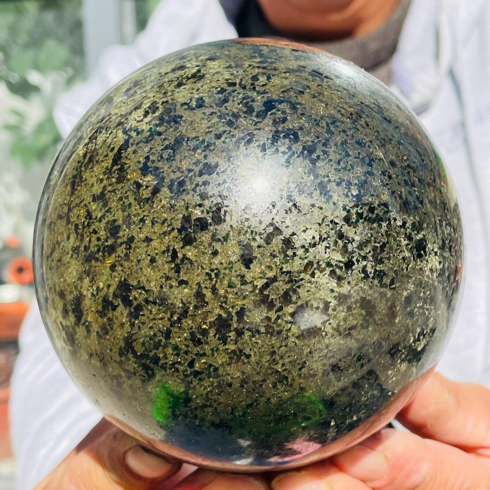 5.93lb Large Dark Green Olivine Peridot Crystals Sphere Gemstone Healing Reiki