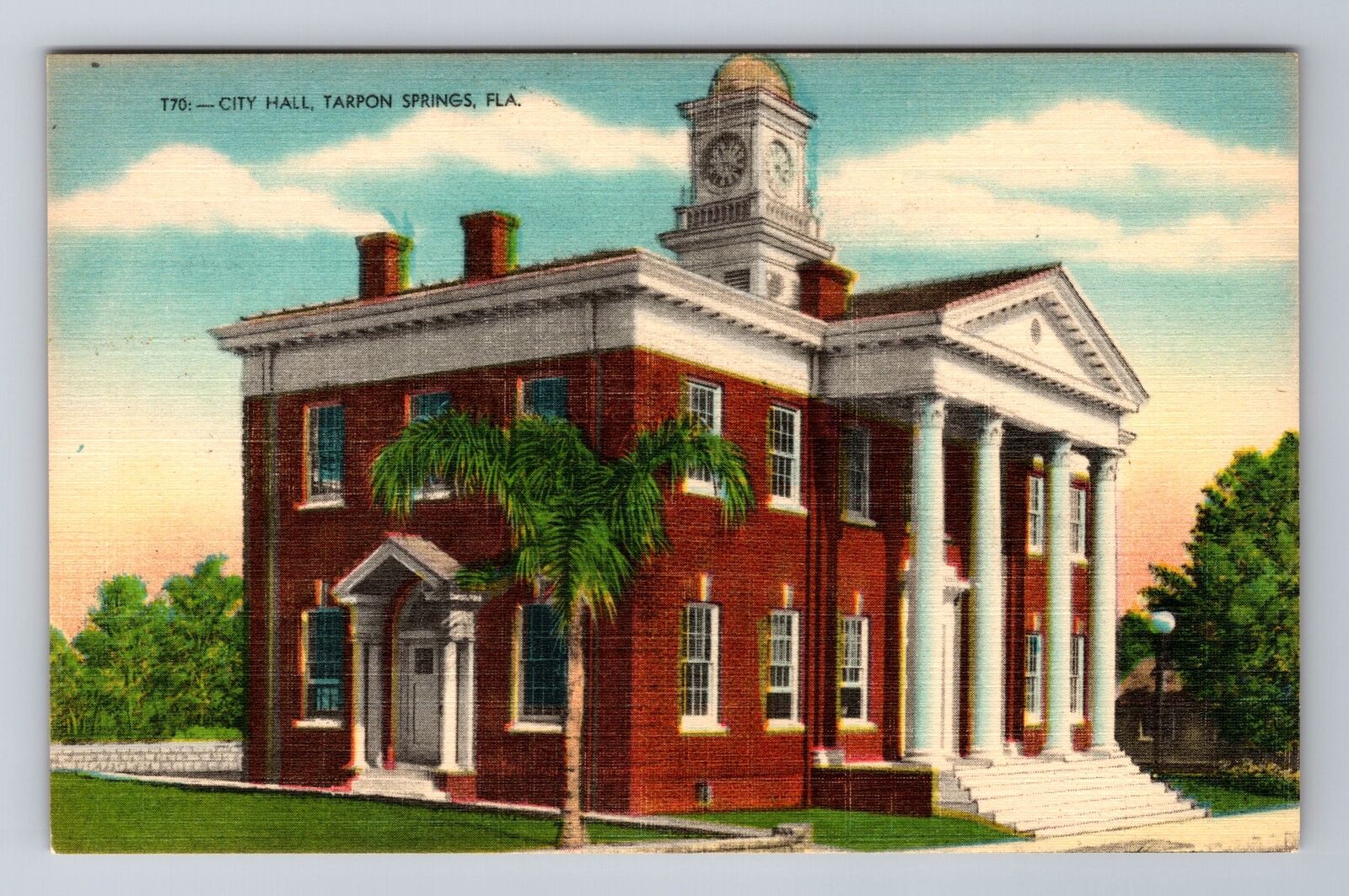Tarpon Springs FL-Florida, City Hall, Antique Vintage Souvenir Postcard