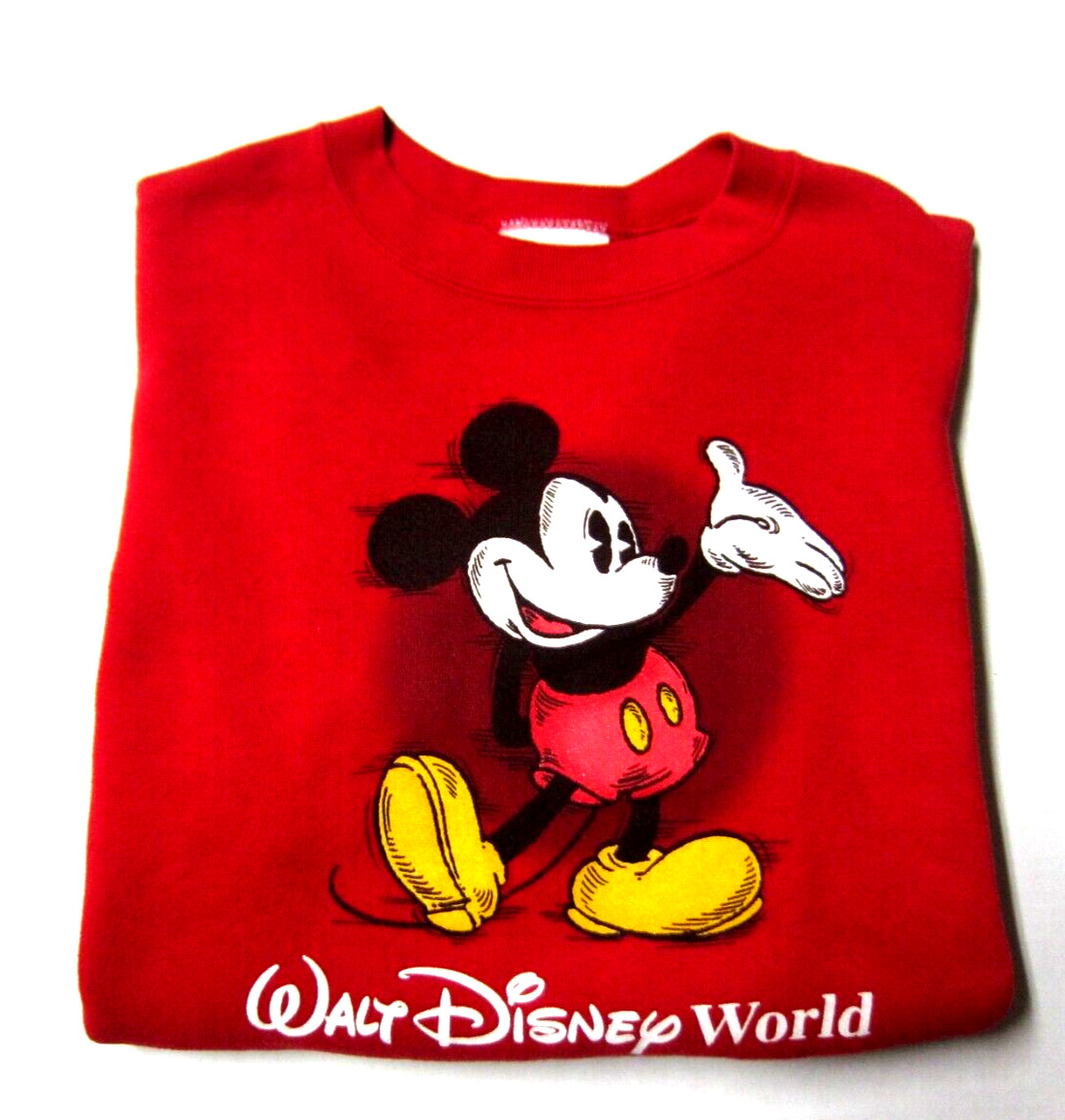 Vintage Walt Disney World Kids Mickey Mouse Red Crewneck Sweatshirt Youth XL USA