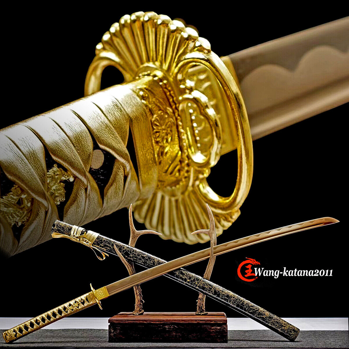 All Gold 1095 Steel Functional Sharp Sword Battle Ready Japanese Samurai Katana