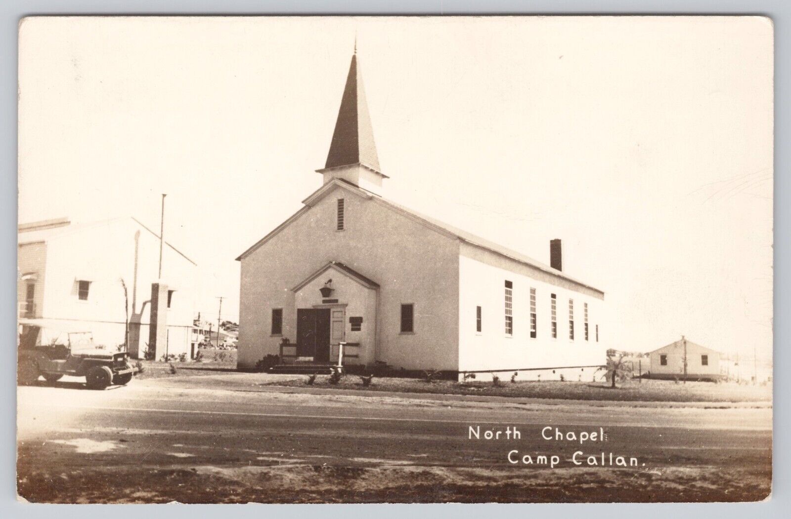 San Diego California, Camp Callan North Chapel, Vintage RPPC Real Photo Postcard