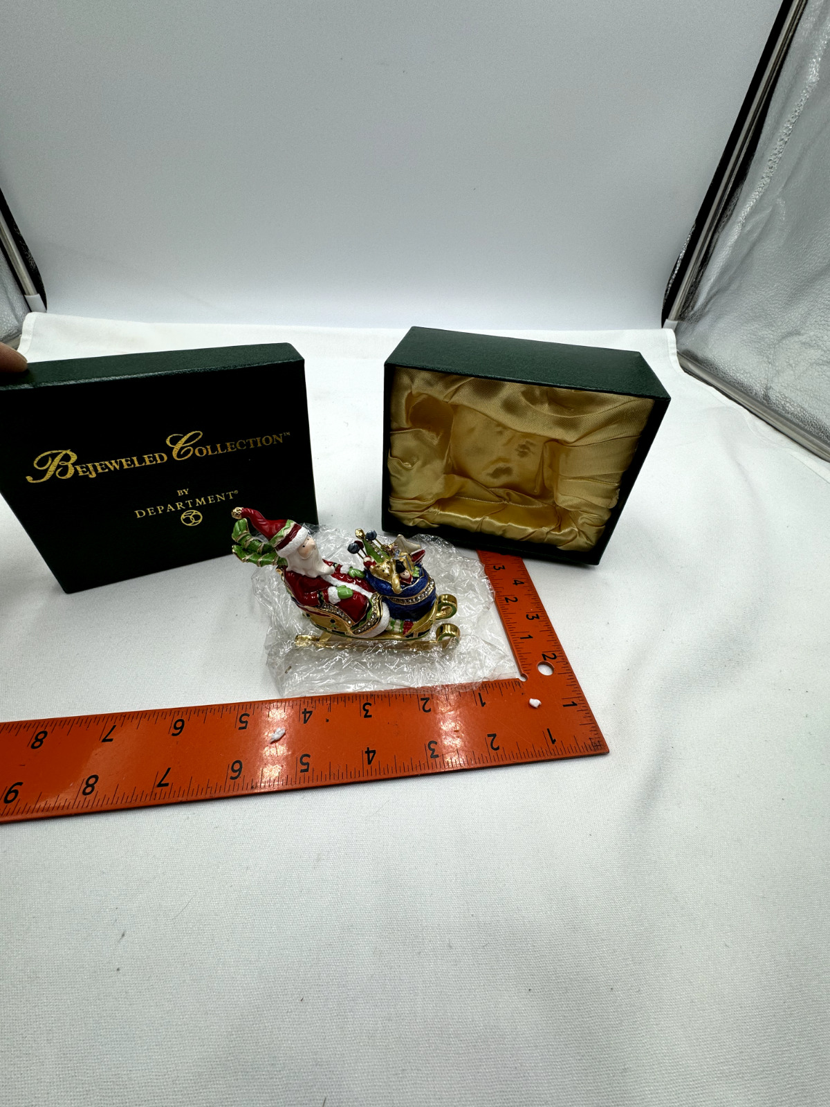 Department 56 -Lolly Santa in Sleigh - Jeweled Trinket Box NEAR MINT