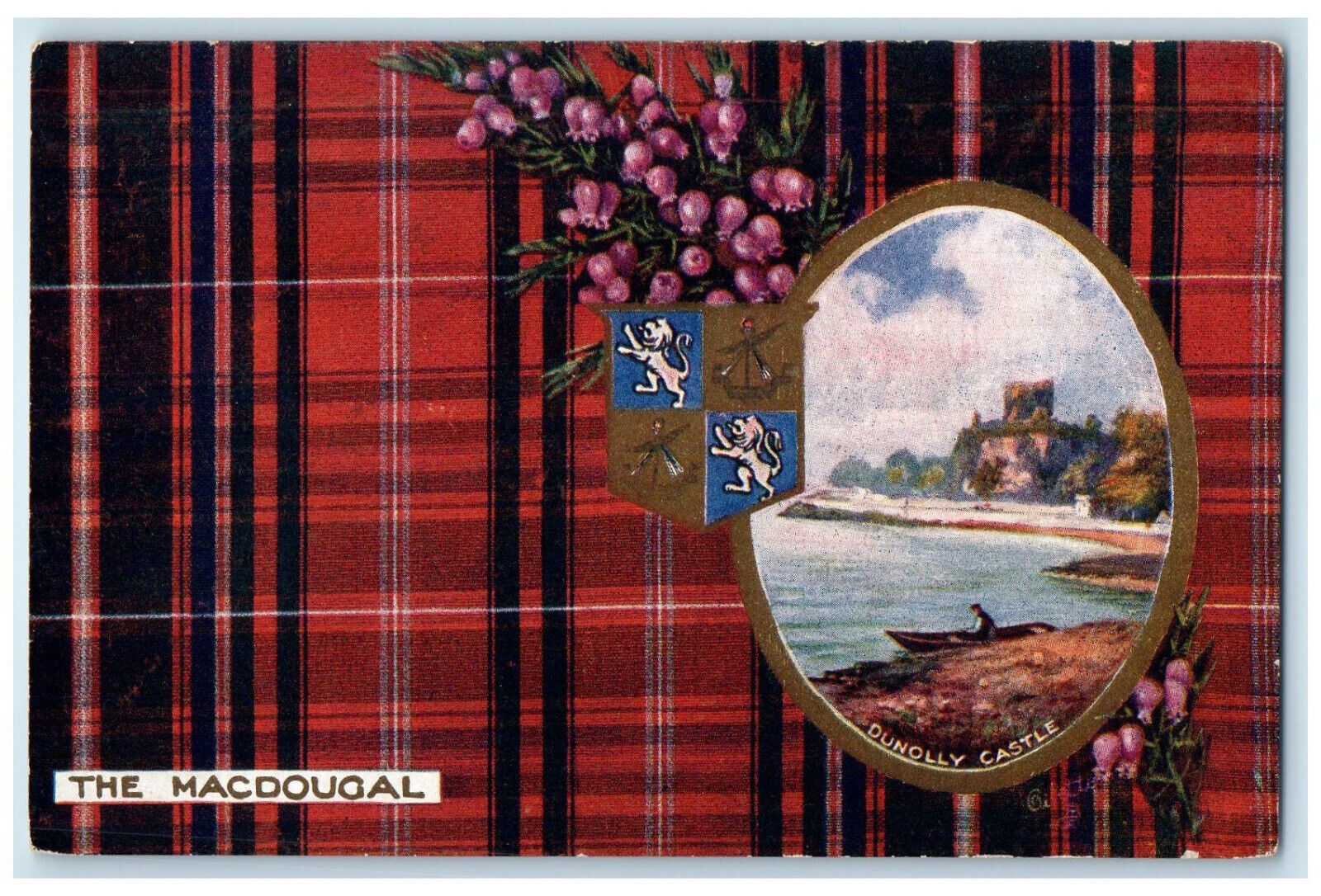 c1920's The Mcdougal Dunolly Castle Scotland Oilette Tuck Art Plaid Postcard