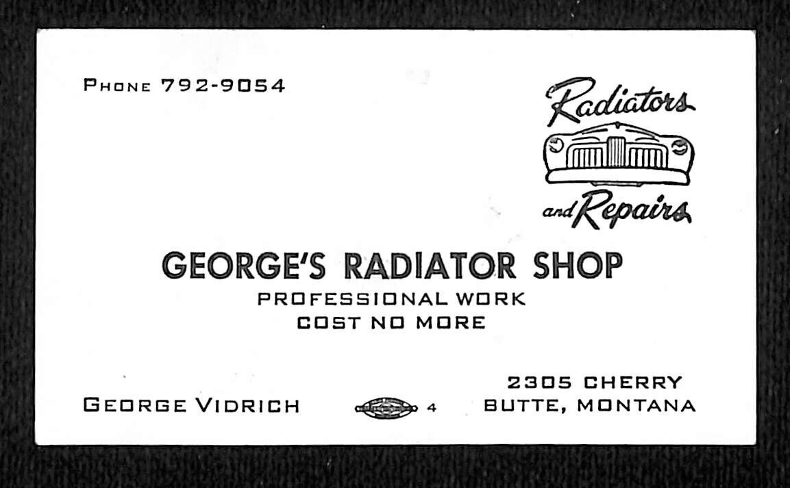 George\'s Radiator Shop Butte, MT Funny Business Card Chickens (est. 1959) c1960s