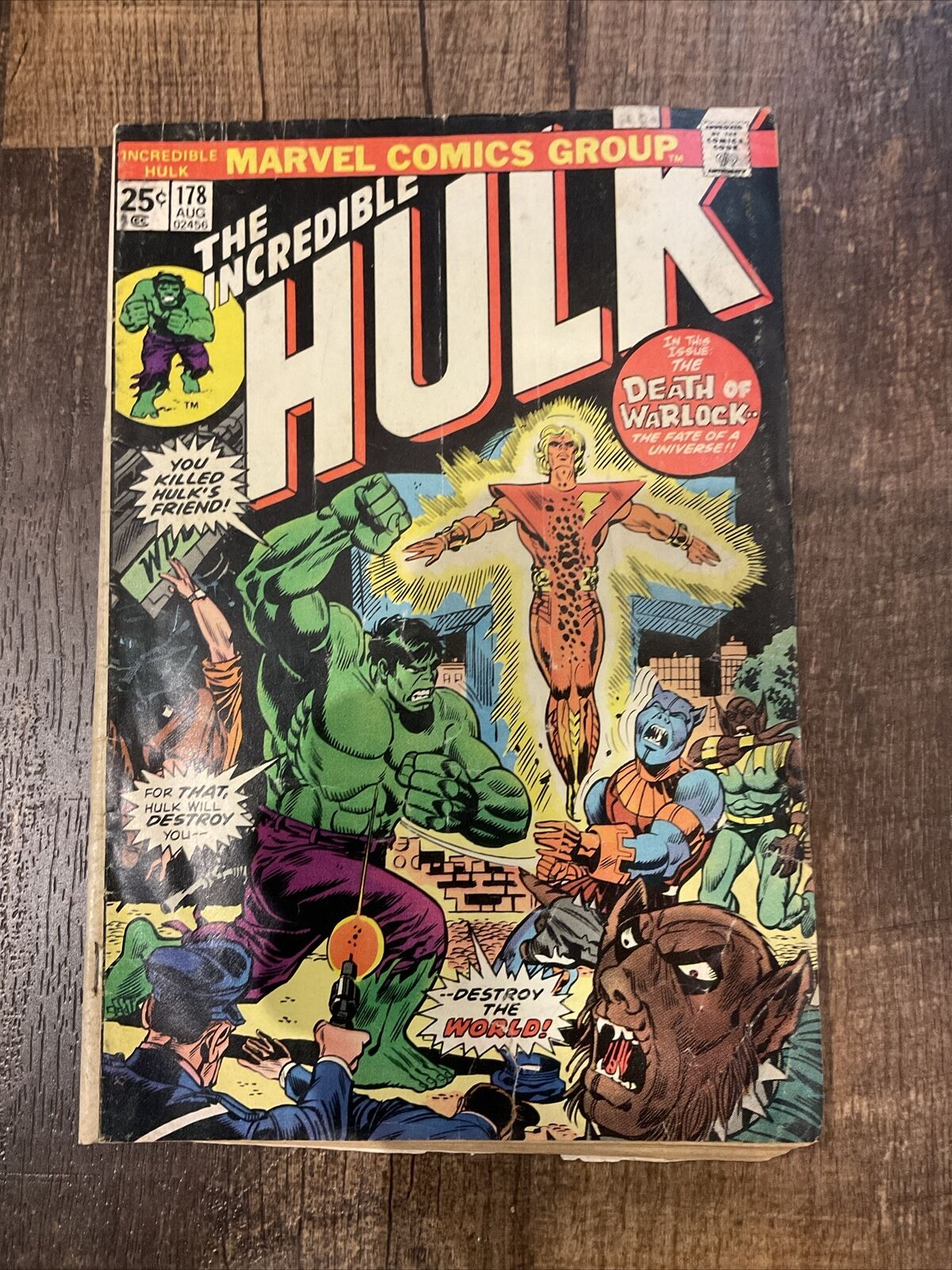 The Incredible Hulk #178 Marvel Comic 1974 Death and Rebirth of Adam Warlock