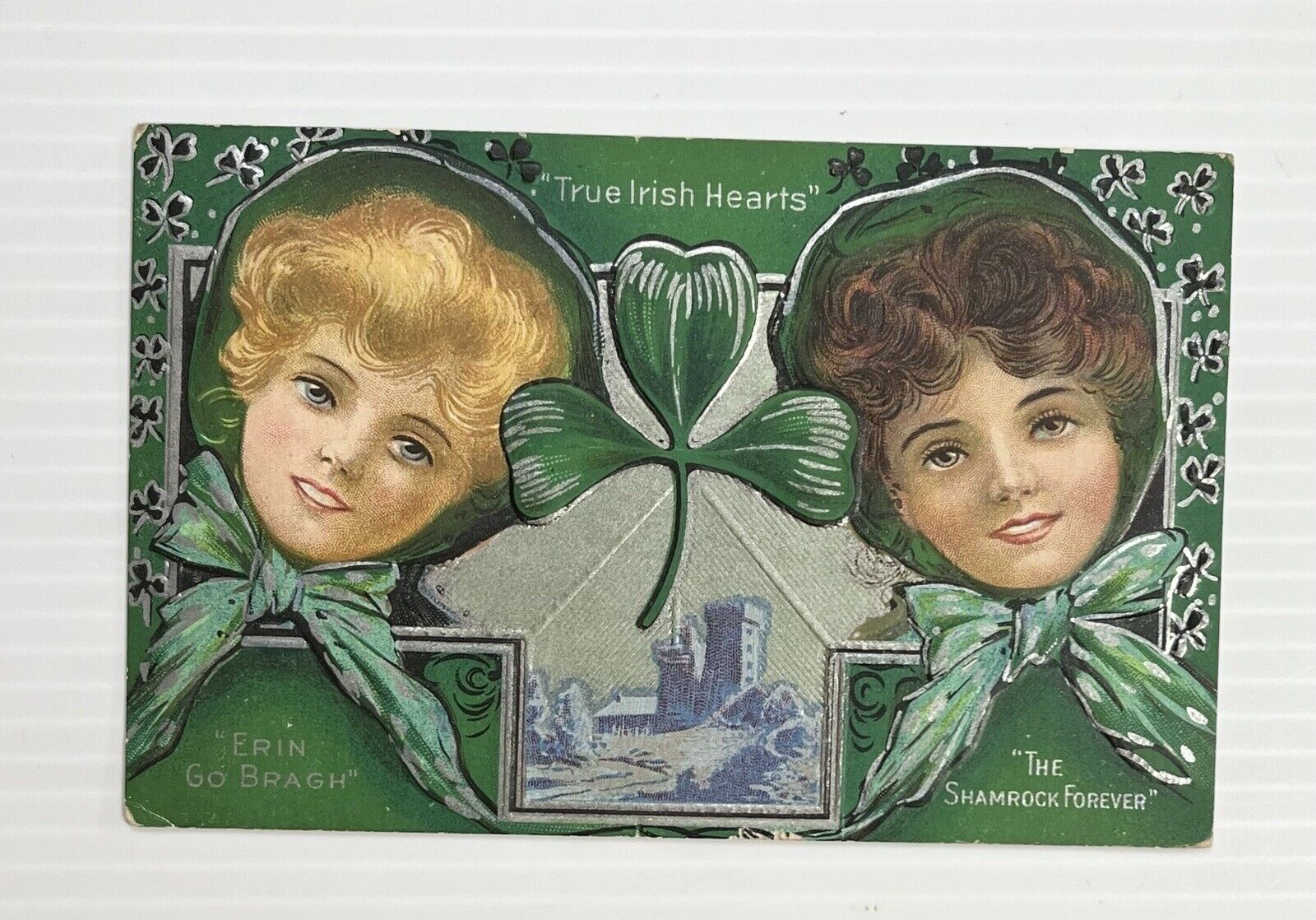 1910 Postcard True Irish Hearts, Erin Go Bragh, Shamrock, Embossed, St Patrick’s