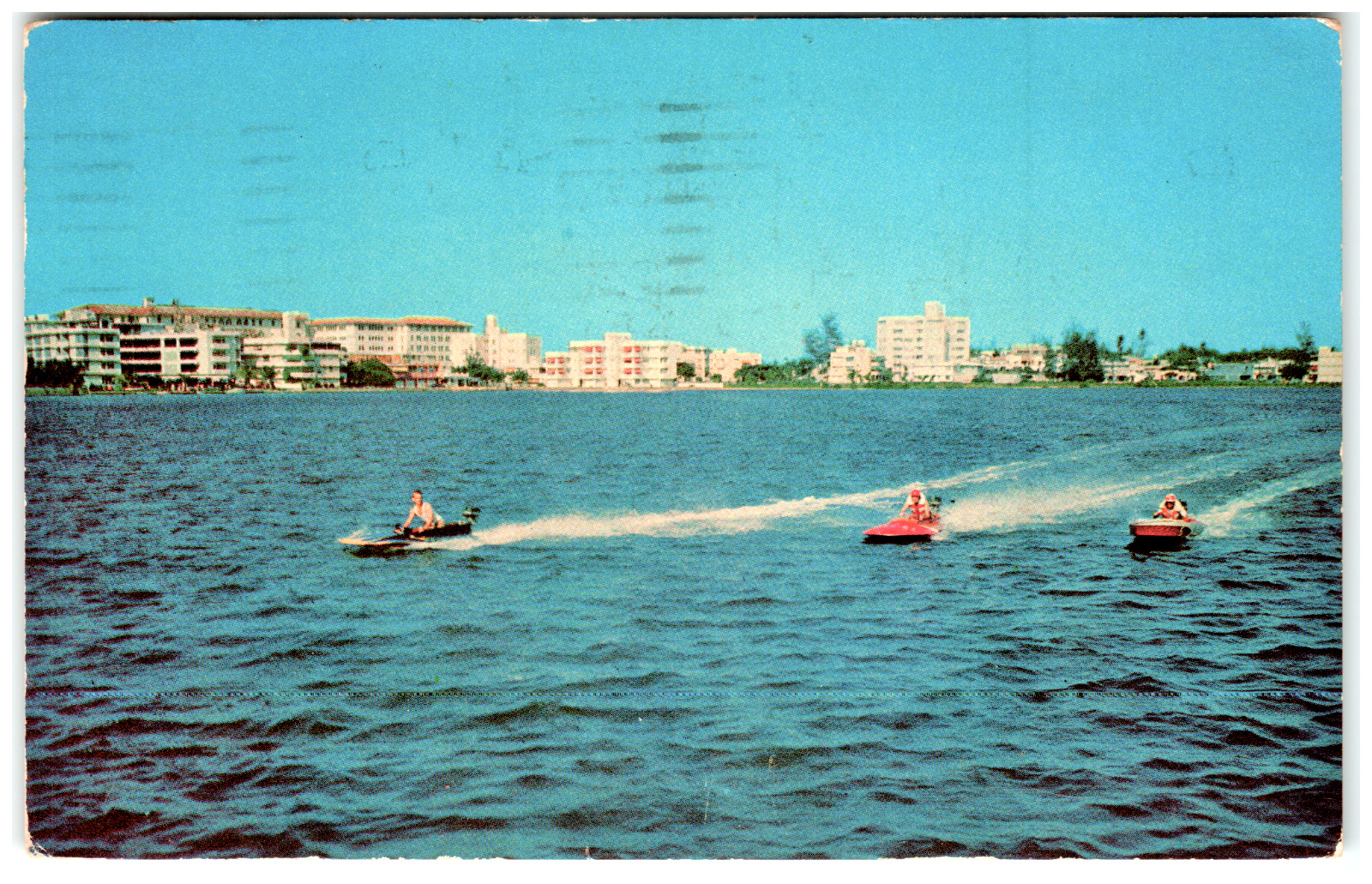 Postcard Chrome Motor Boat Race Condado Lagoon San Juan, Puerto Rico