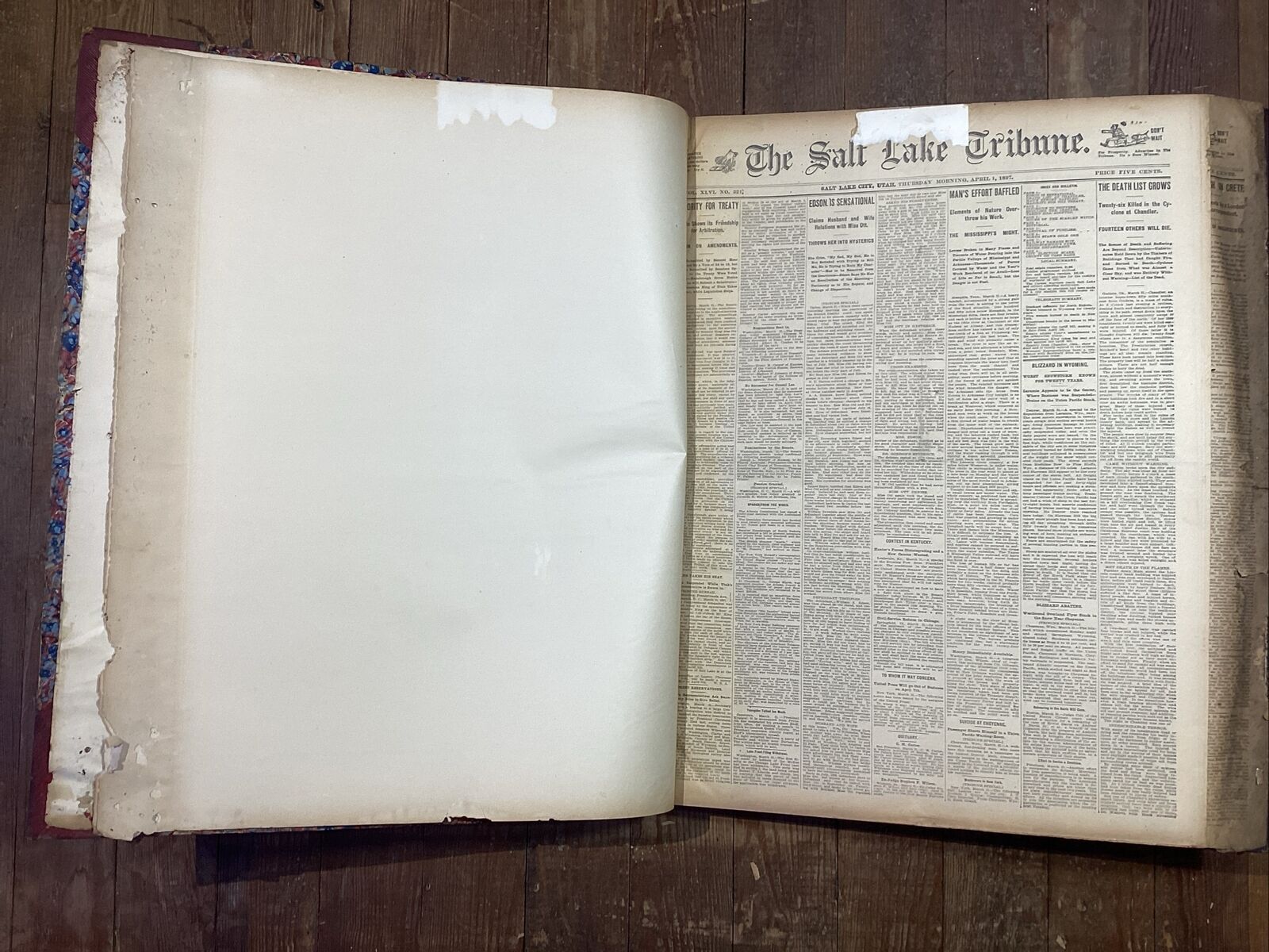 1897 The Salt Lake Tribune Bound Newspapers April 1-June30 1897 Good Condition