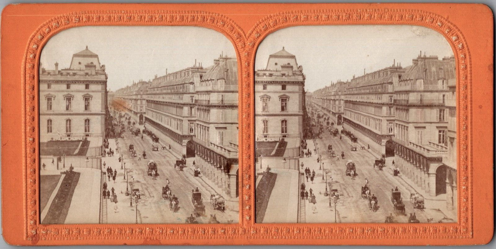 Paris France Hand Colorized Stereo Diorama Photo 1870s