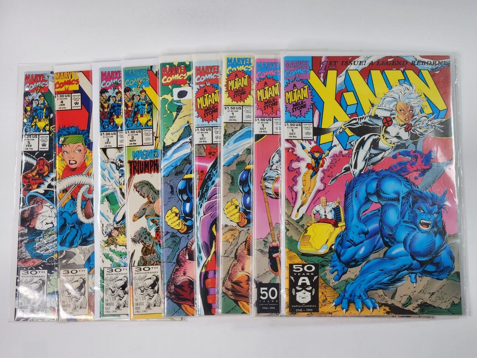 X-Men 1A 1B 1C 1D 1E 2 3 4 5 DIRECT Jim Lee 1st App & Cover Omega Red 1991 1992