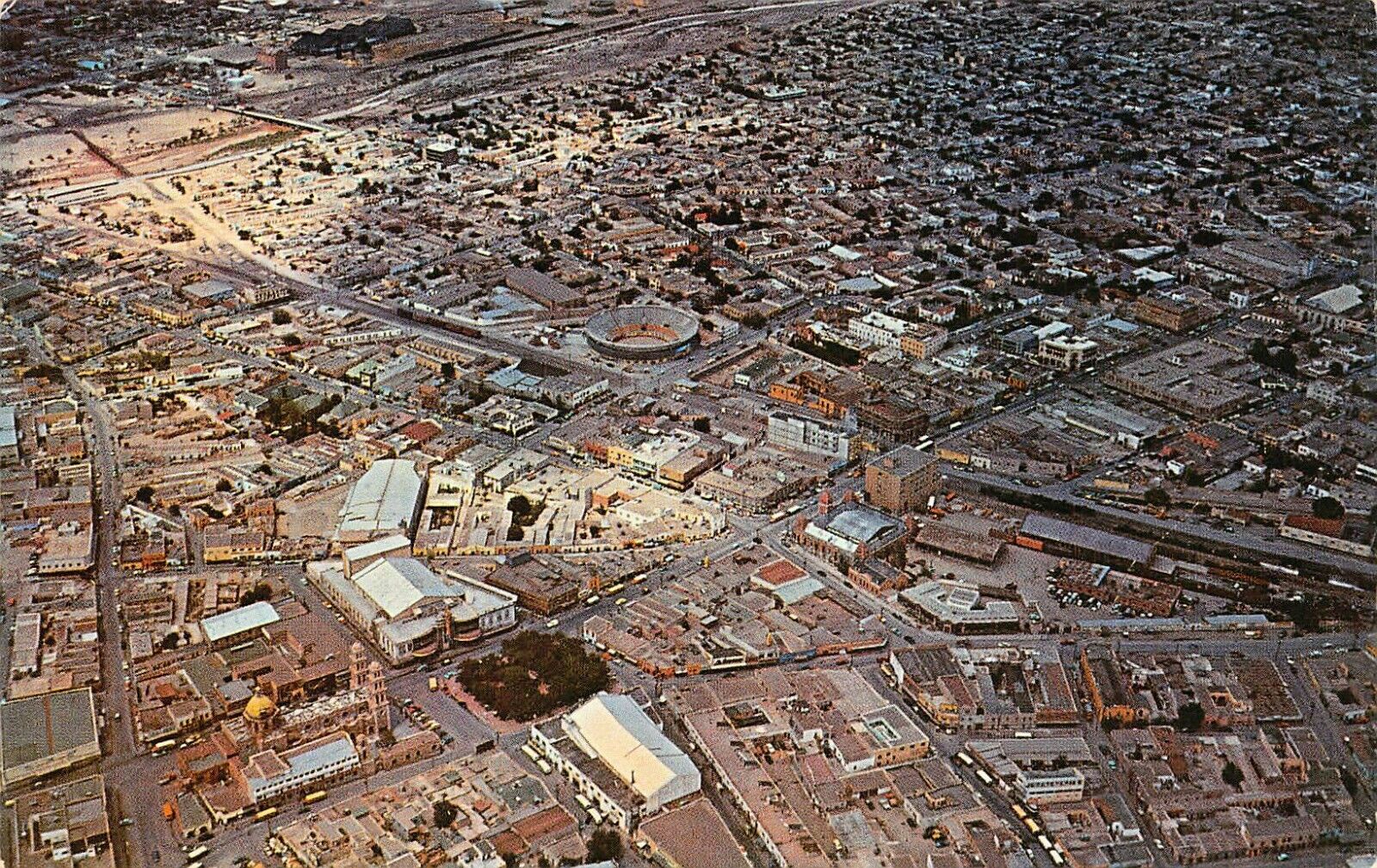Ciudad Juarez Mexico Aerial View Downtown Bullfight Stadium Vtg Postcard Z3