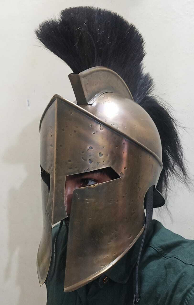 Medieval Spartan Helmet Warrior Costume 300 King Leonidas Christmas Day W/Stand