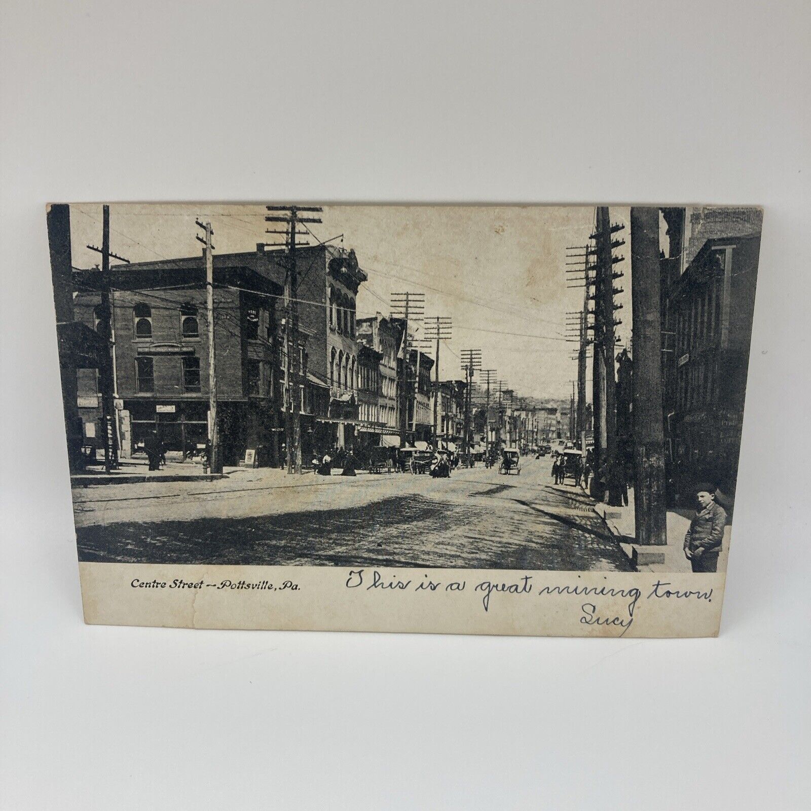 Vintage Postcard Centre Street- Pottsville Pennsylvania 
