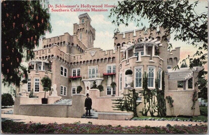 c1910s HOLLYWOOD California Real Estate Postcard Dr. A.G. SCHLOESSER Ad on Back