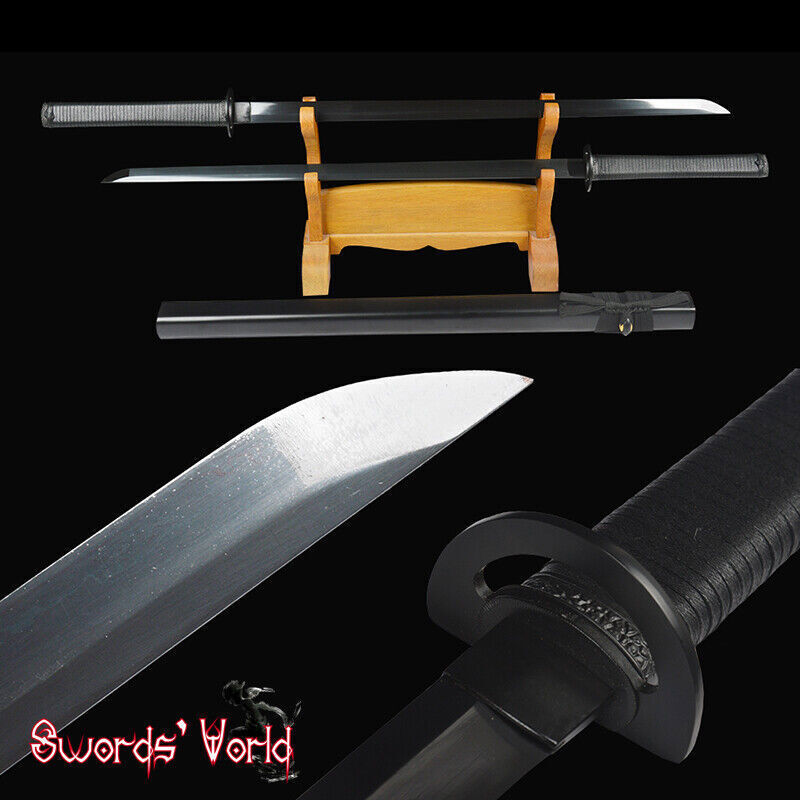 Electroplating black double straight swords Japanese Samurai Ninja Musashi Tsuba