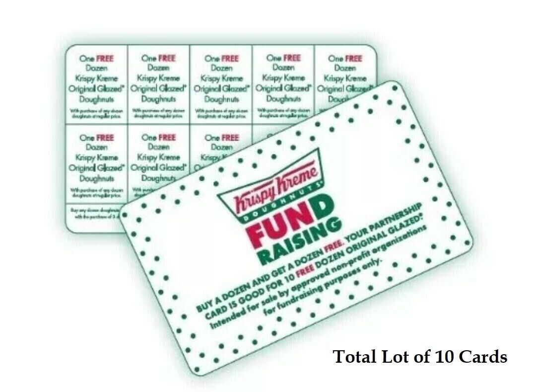 LOT OF 10 *Krispy Kreme Cards - Buy One Get One Dozen FREE - 10 Offers Per Card*
