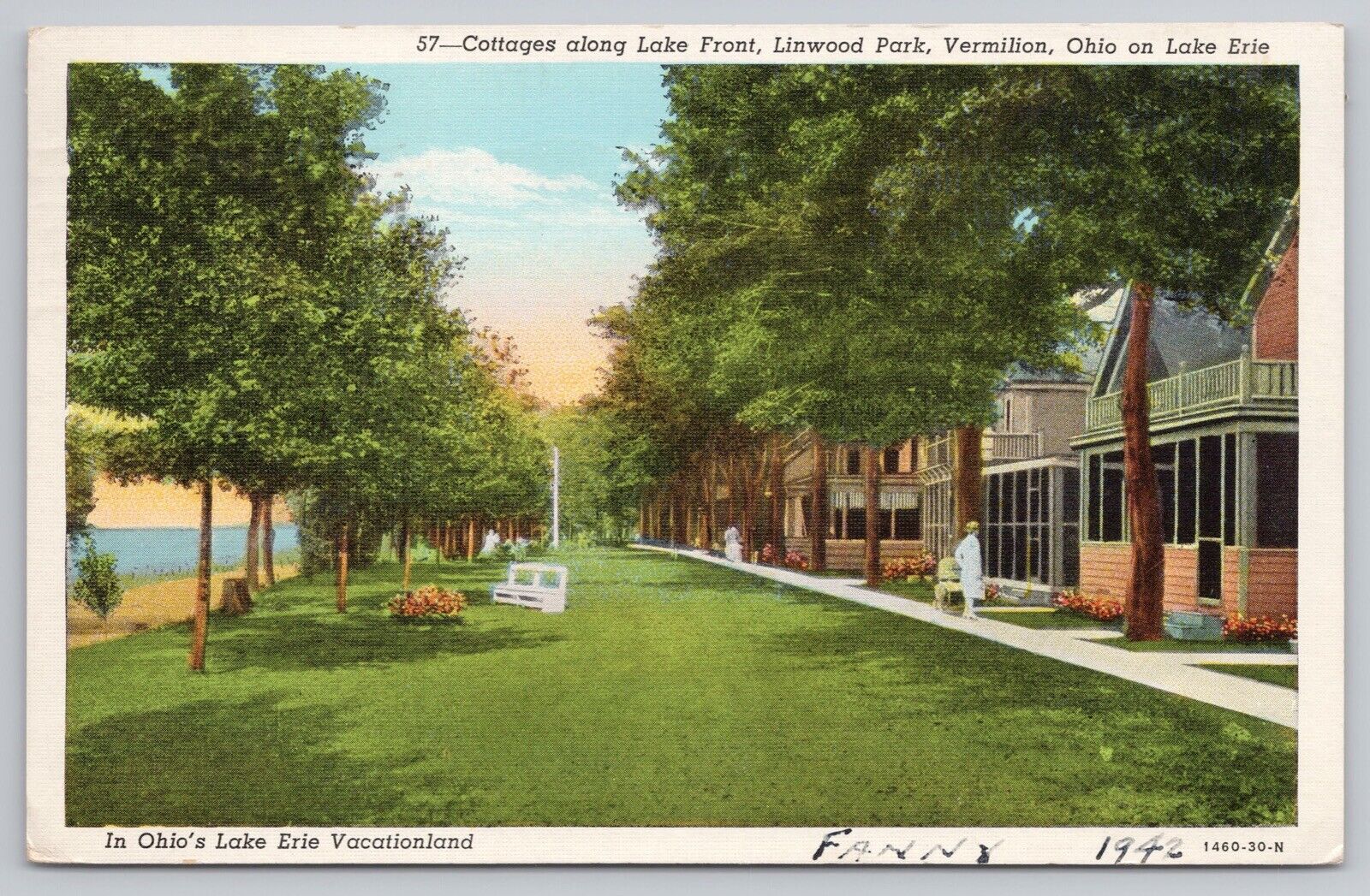 Cottages Lake Erie Front Linwood Park Vermillion Ohio OH Linen Postcard Unposted
