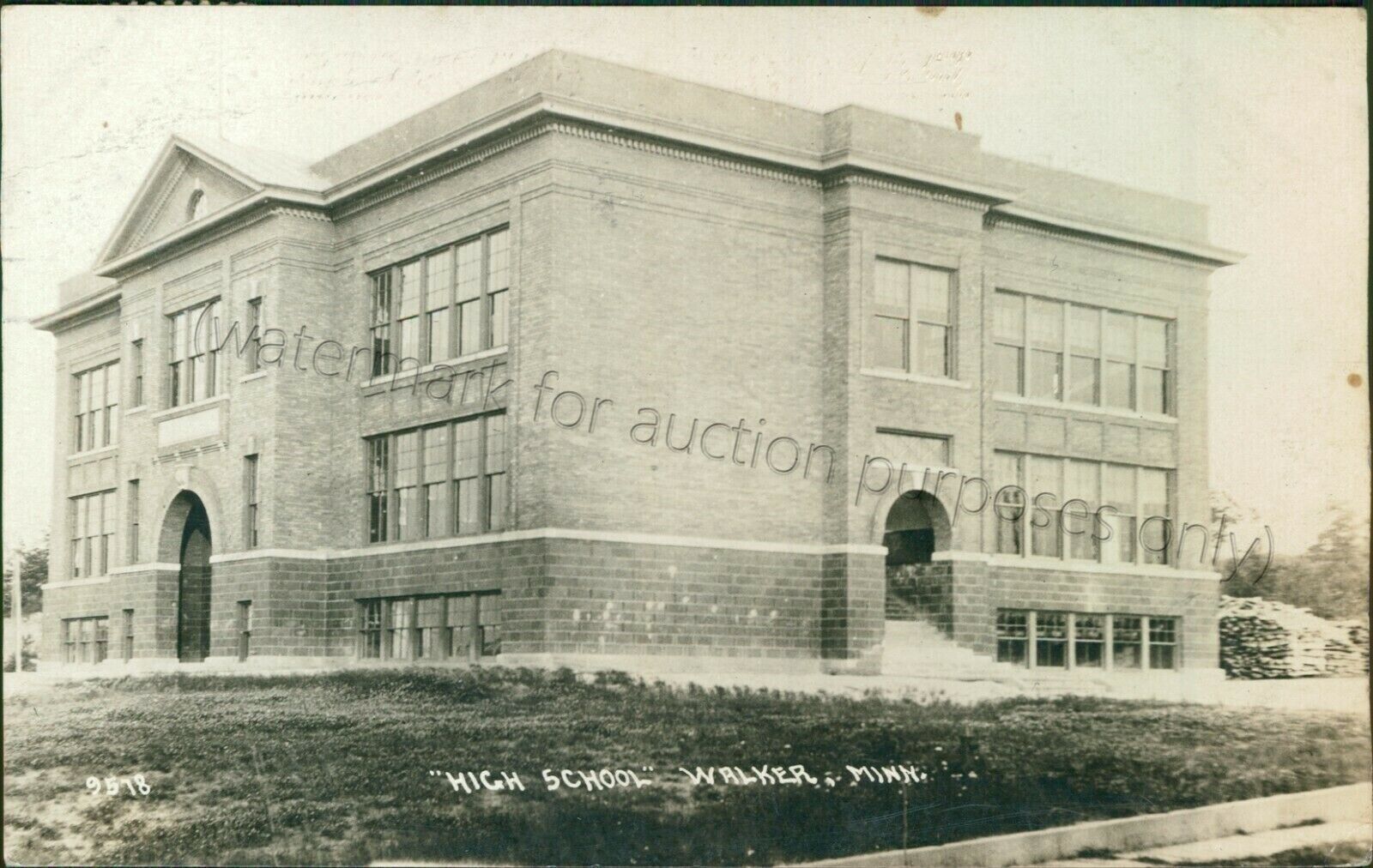 Walker, MN: High School 1920 RPPC, Vintage Minnesota Real Photo Postcard