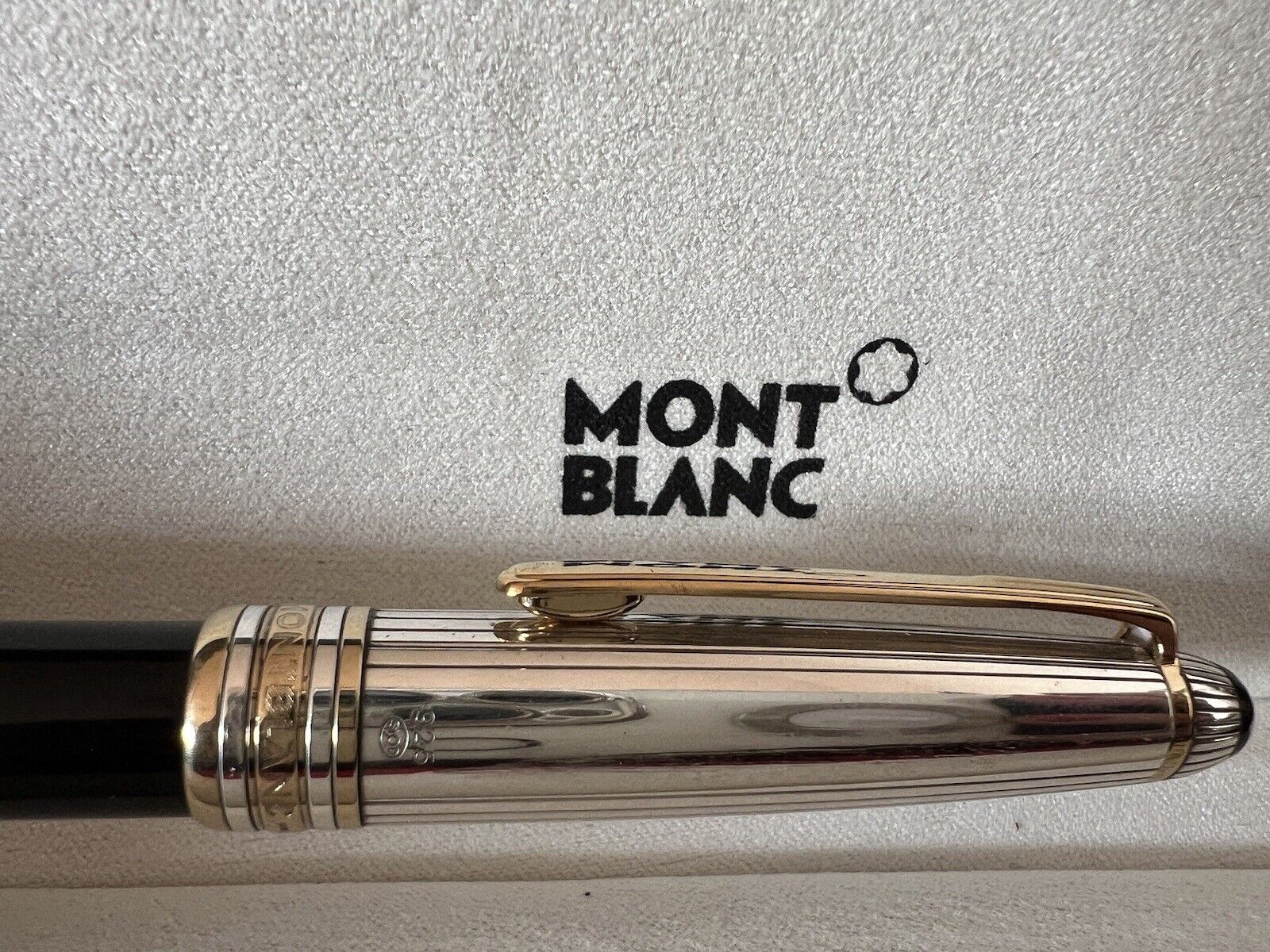 Montblanc Pen Meisterstuck Solitaire Doue Lacquer Black And Silver Solid 925