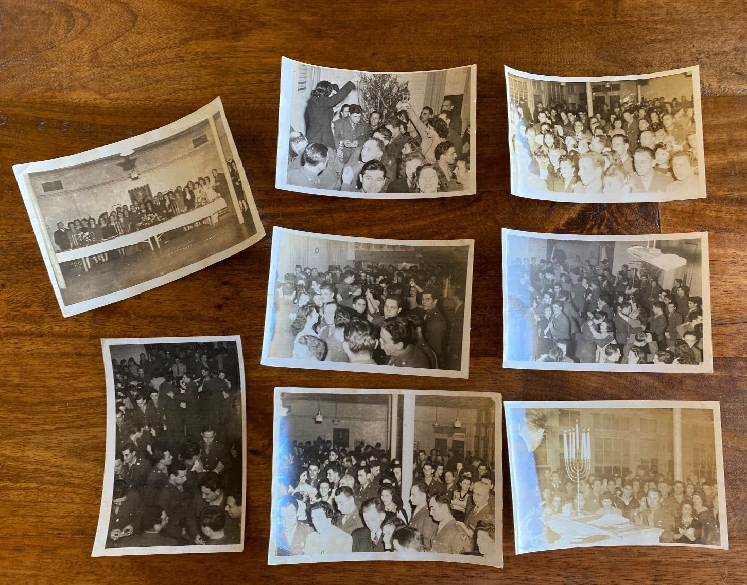 * RARE * 1940s lot (8) OFFICIAL WW2 photos Christmas Hanukkah Parties USO 5x7