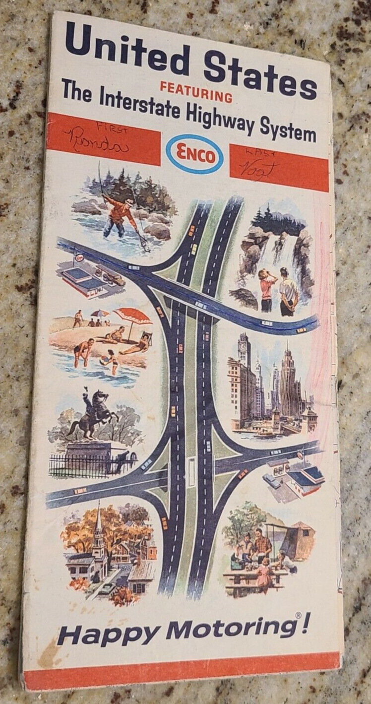 Vintage 1966 ENCO United States Interstate Highway System Road Map
