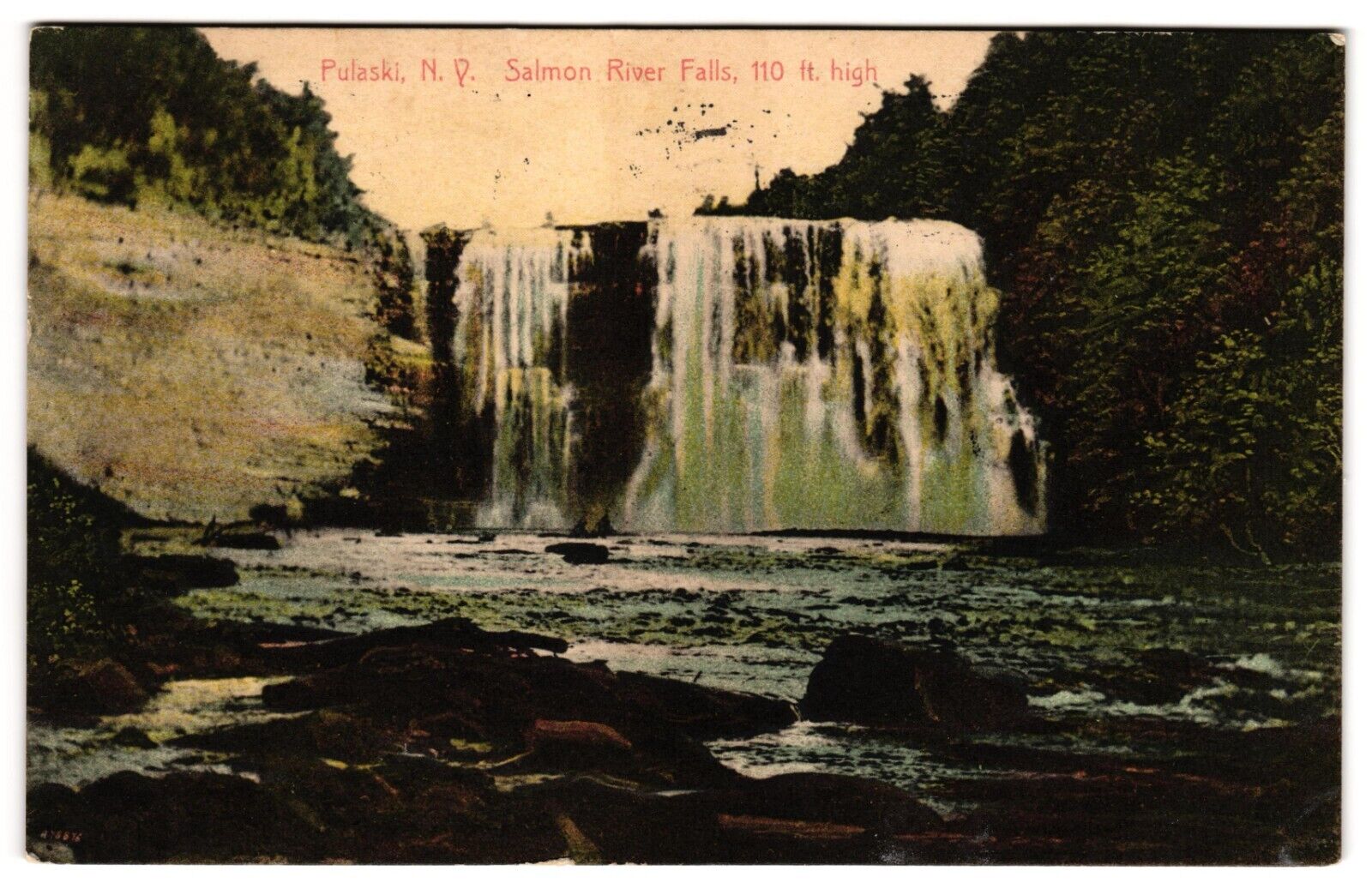 Salmon River Falls 110 ft. high Pulaski NY New York c1900s Posted Postcard