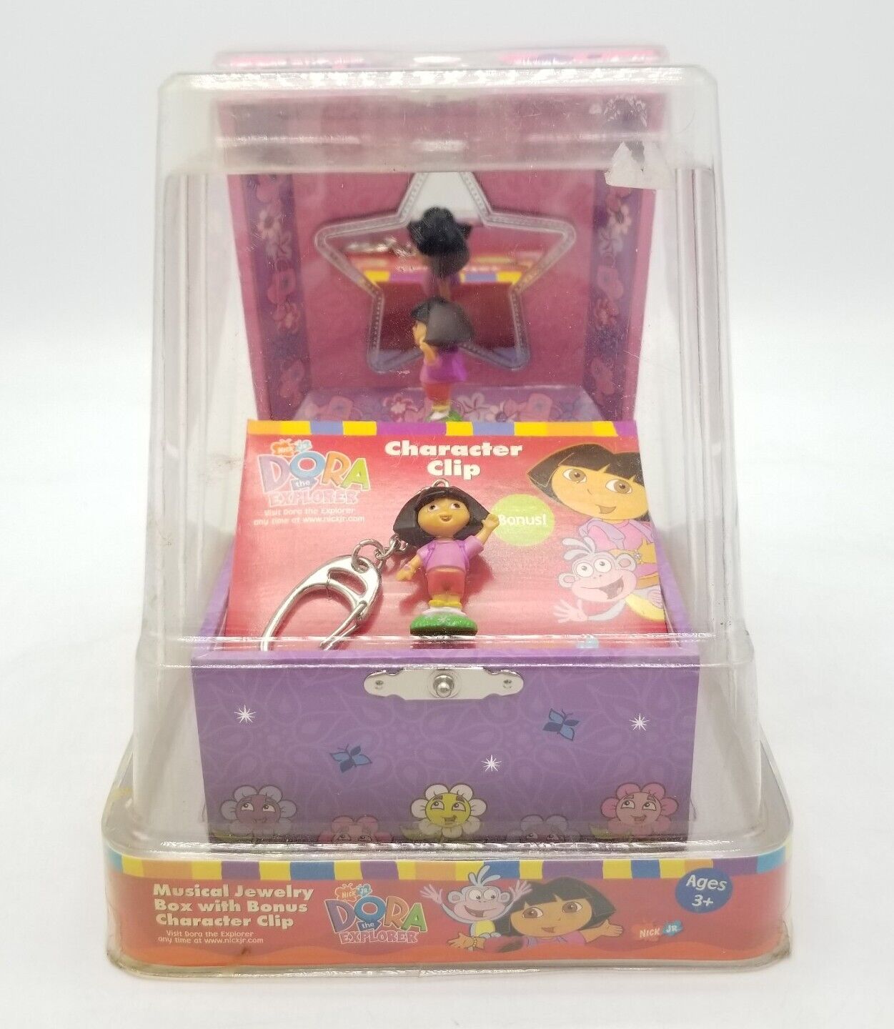 Vintage DORA THE EXPLORER Musical Jewelry Box & Character Clip 2004 New in Box