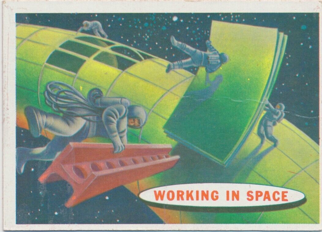 1958 Topps Target Moon #52 Working in Space Popsicle Pink Back