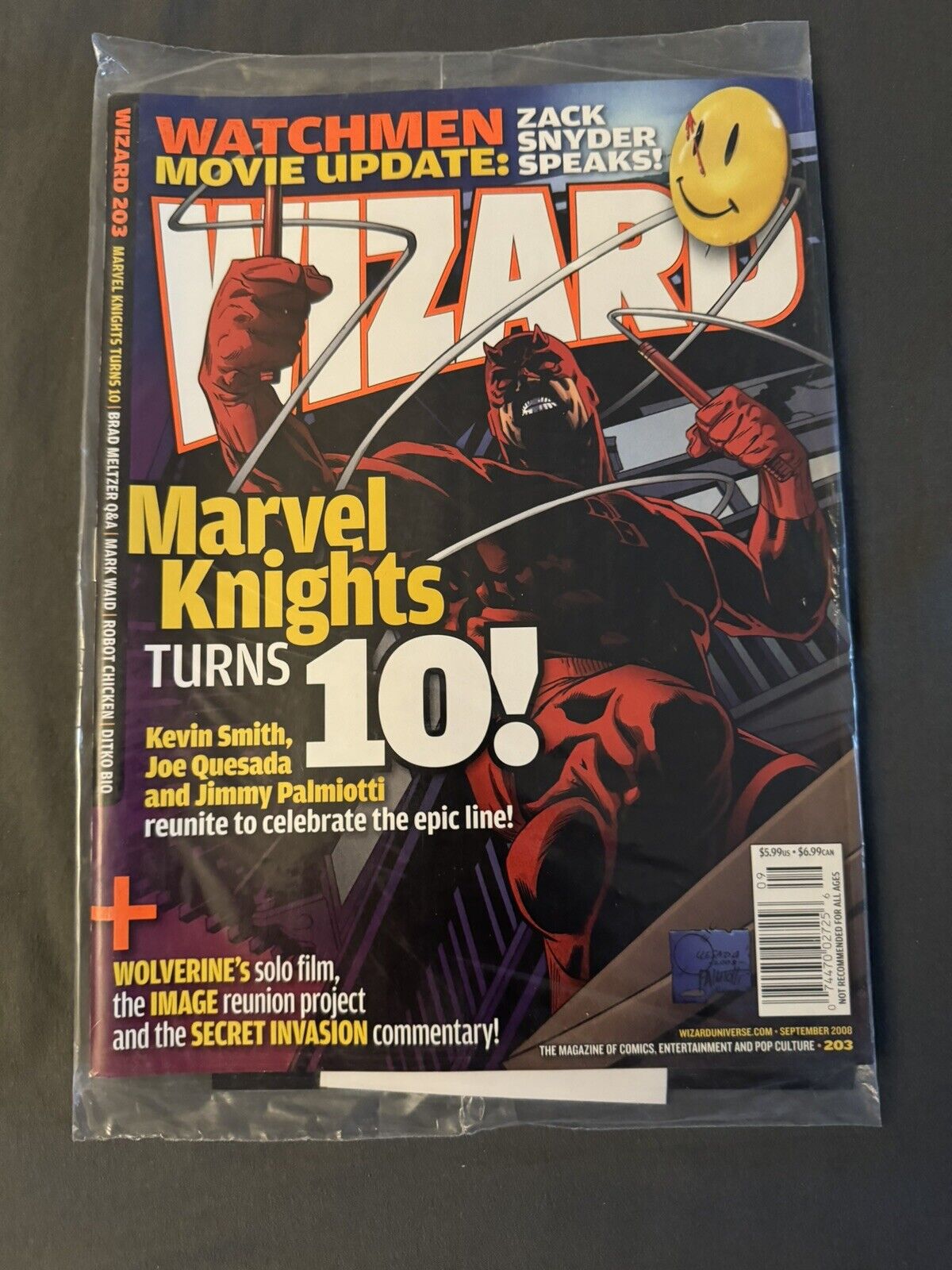 Wizard magazine #203  (Sept 2008) Marvel Knights, Daredevil SEALED NEW🔥