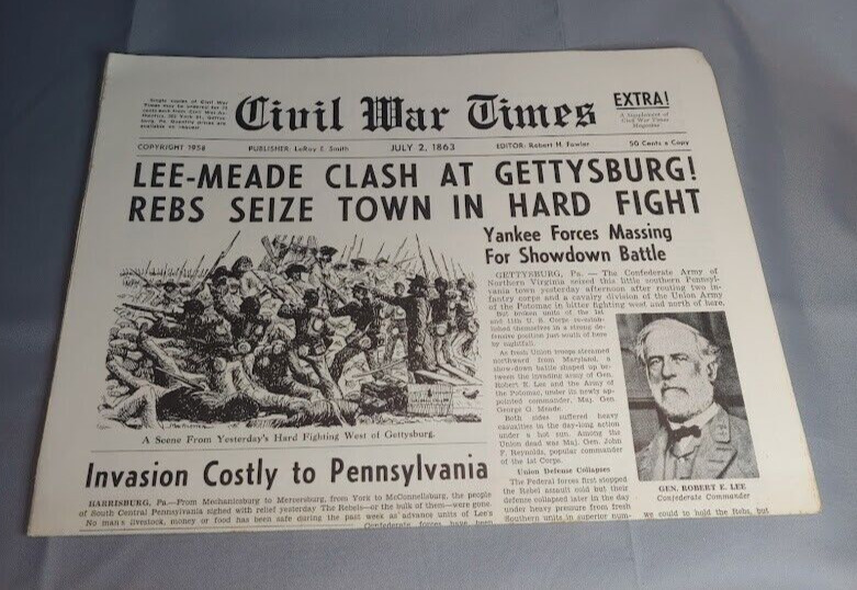 1958 Civil War Times Newspaper 1958 Gettysburg Issue