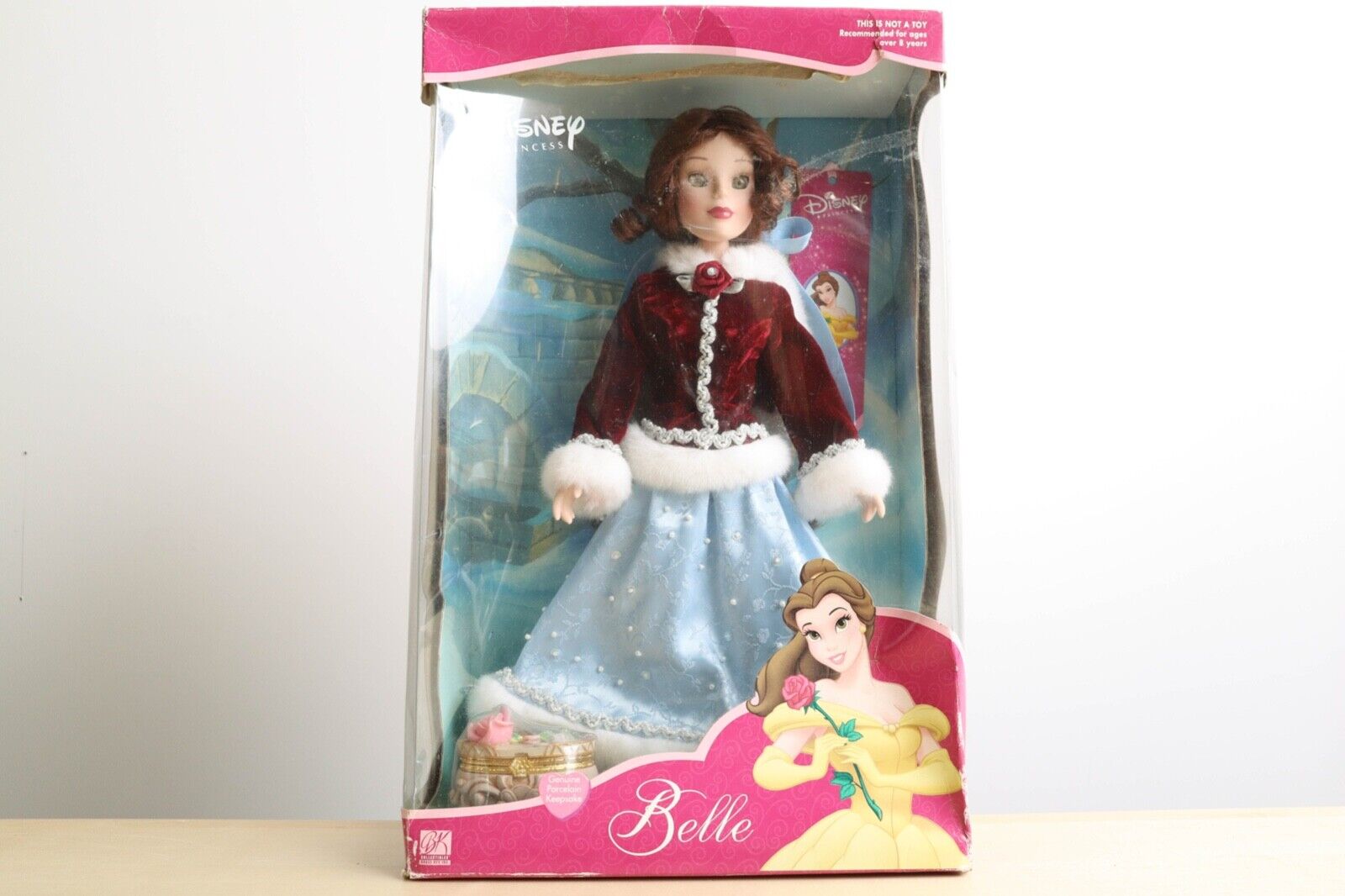 Disney Belle Porcelain Keepsake 15” Tall Brass Key Doll - 2001 READ DESCRIPTION