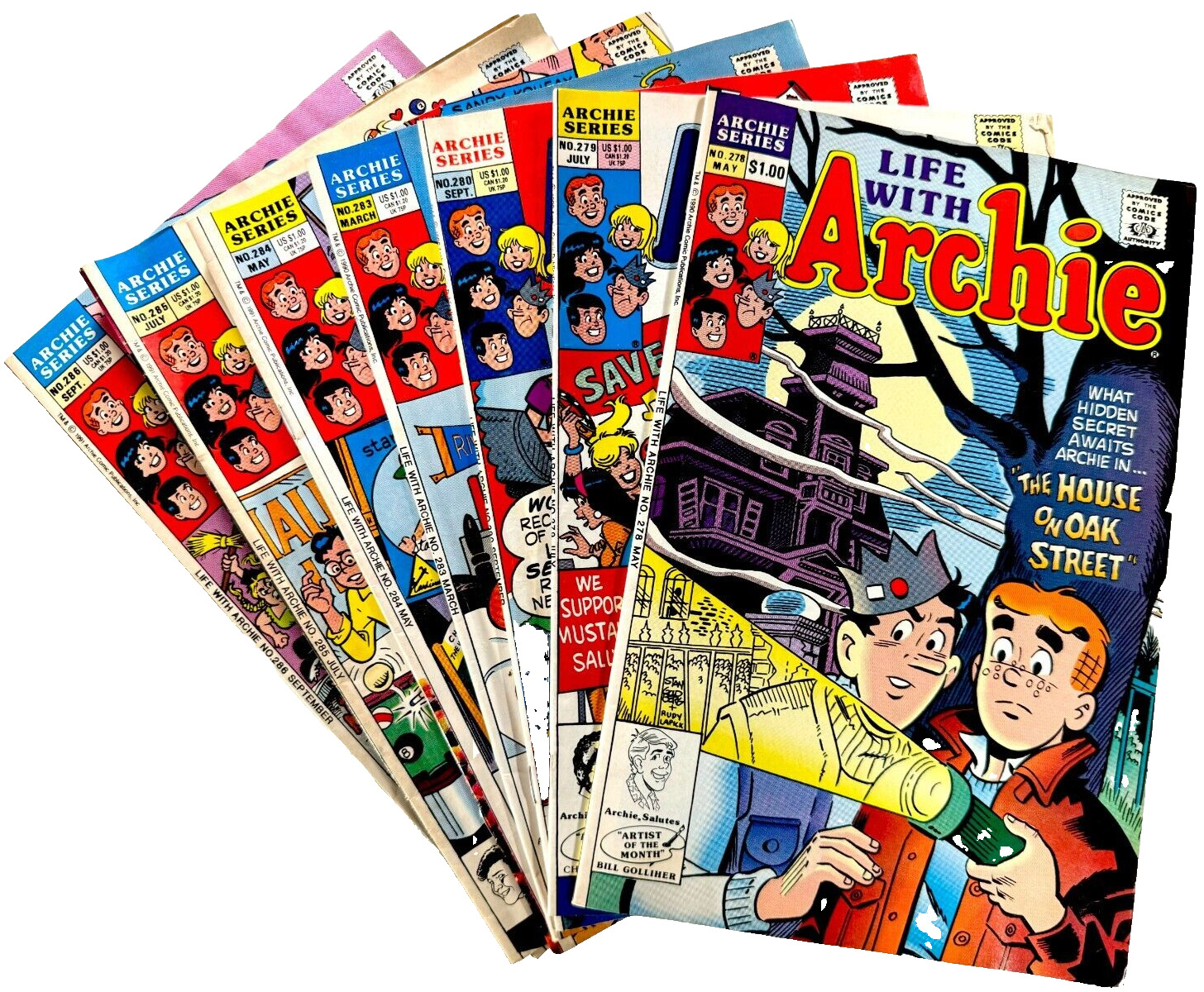 Archie Series LIFE WITH ARCHIE (1990-91) #278-280 283-286 FN to VF Ships FREE