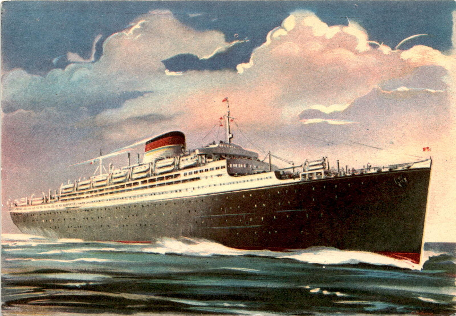 Mildred, Saturnia ship, Società di Navigazione Genova, Naples, Postcard