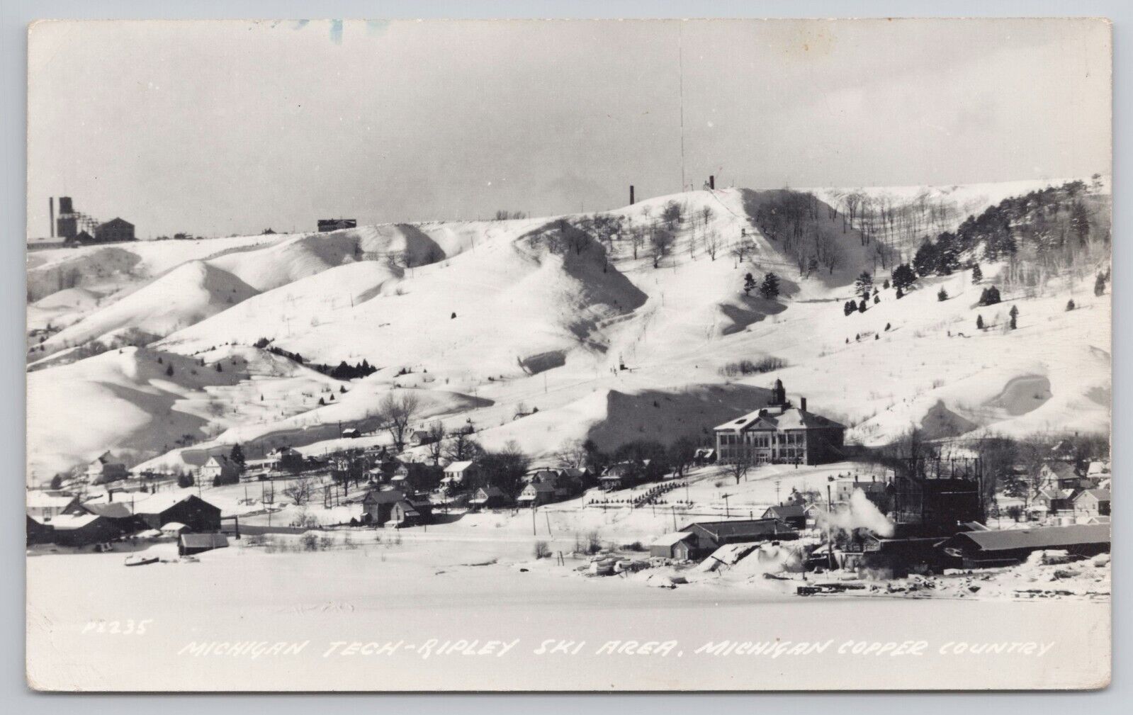 RPPC Michigan Tech Ripley Ski Area Copper Country MI 1950s Real Photo Postcard