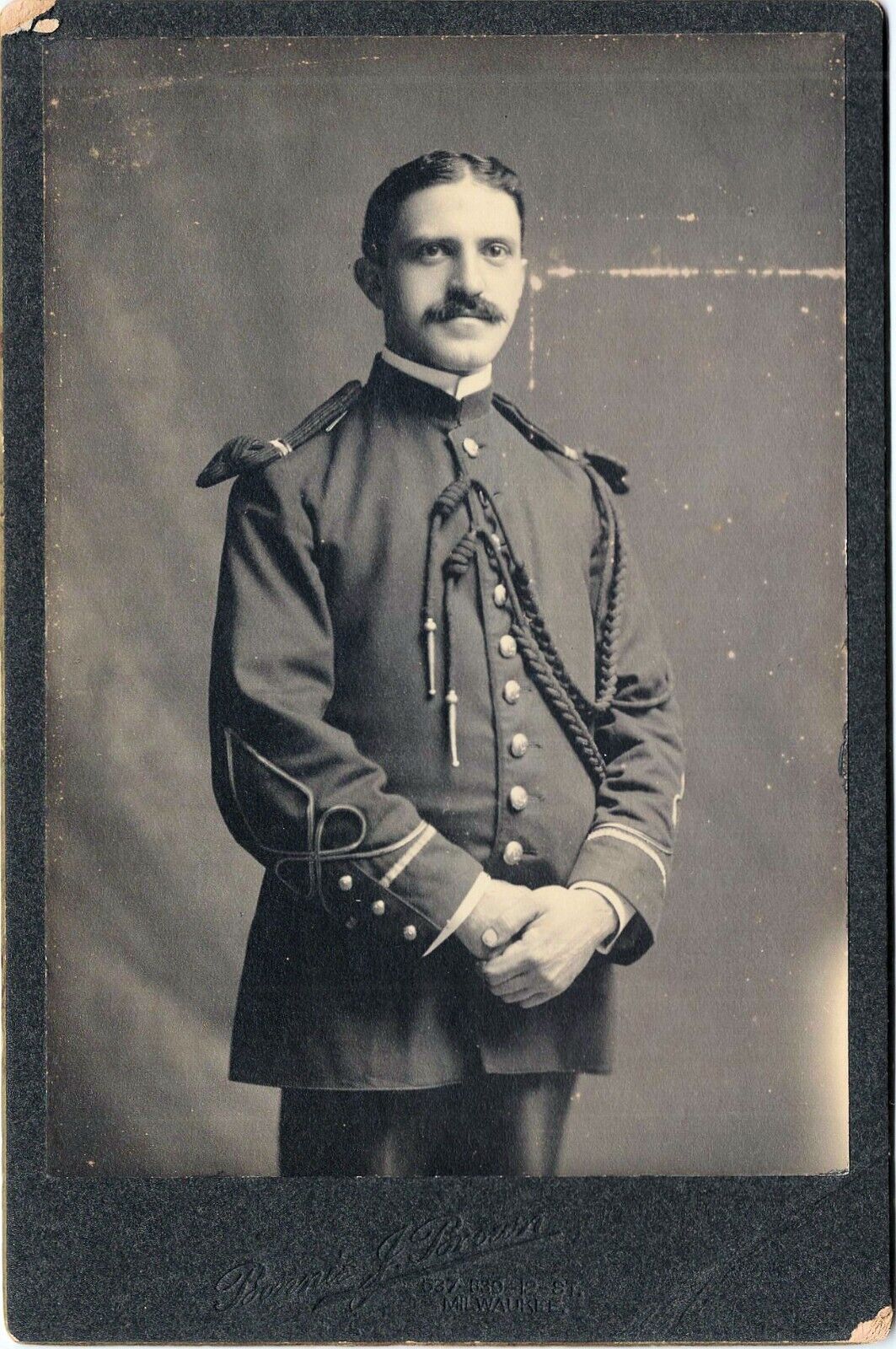 1880-89 CC ID\'d Mr. L. Schatz  Military Uniform Milwaukee, Wisconsin Photograph