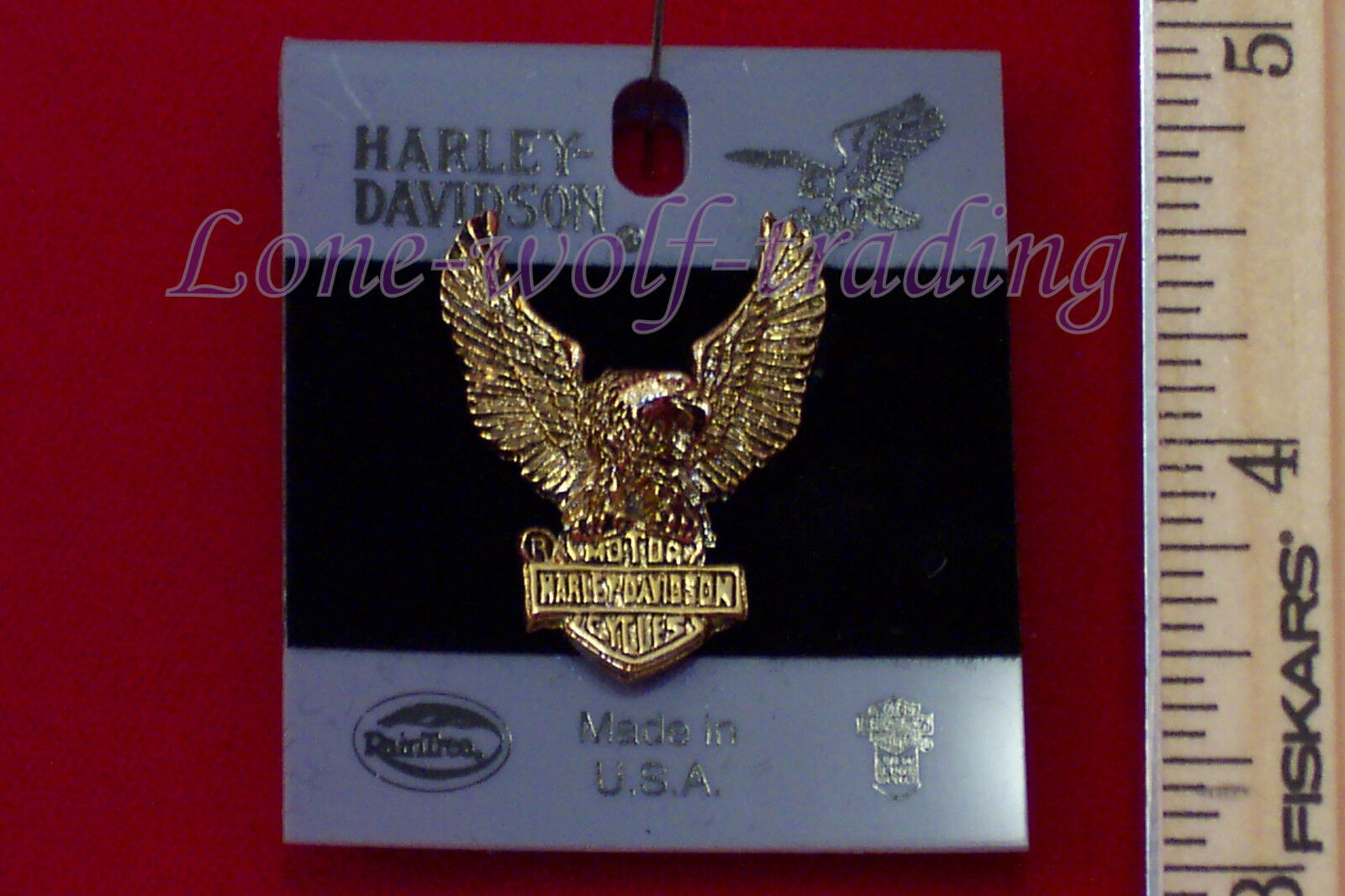 Harley Davidson Winged Eagle w/ Bar & Shield Pin-Gold-H715G-P