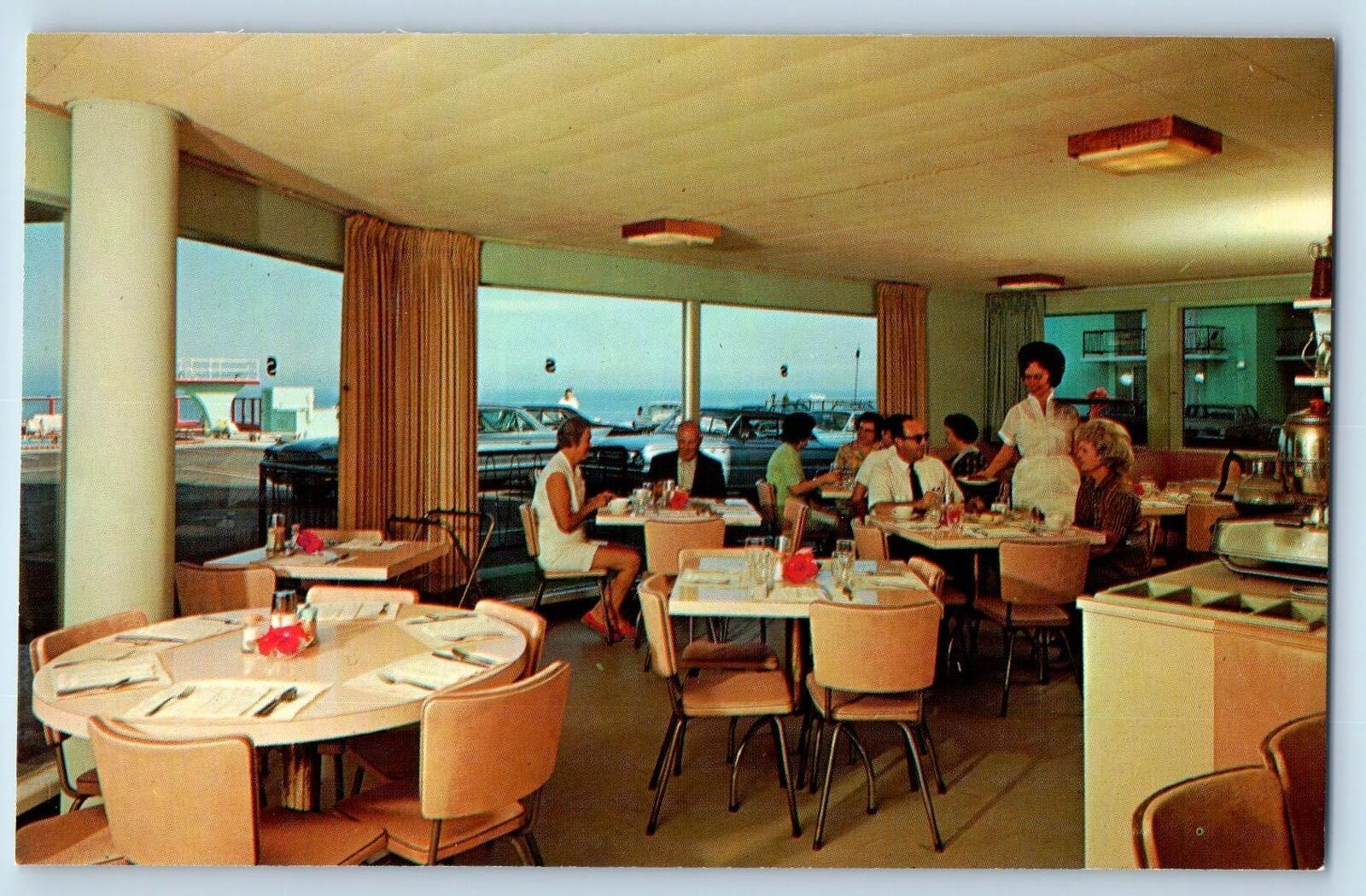 Daytona Florida FL Postcard Hancock's Sea Dip Restaurant Scene c1960's Vintage