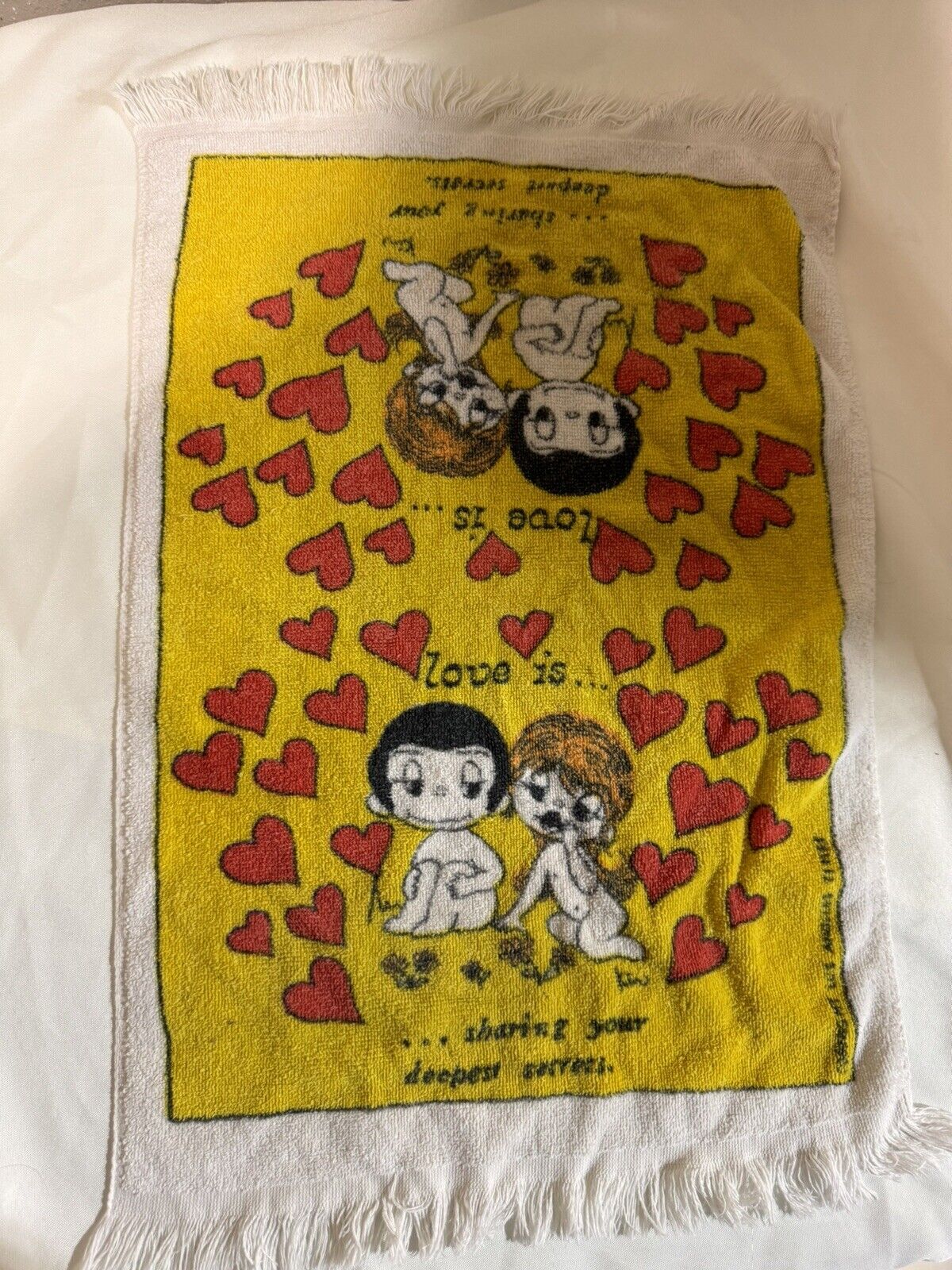 Sayco Love Is... Vintage Hand Towel Kim Casali Cartoon Couple Secrets