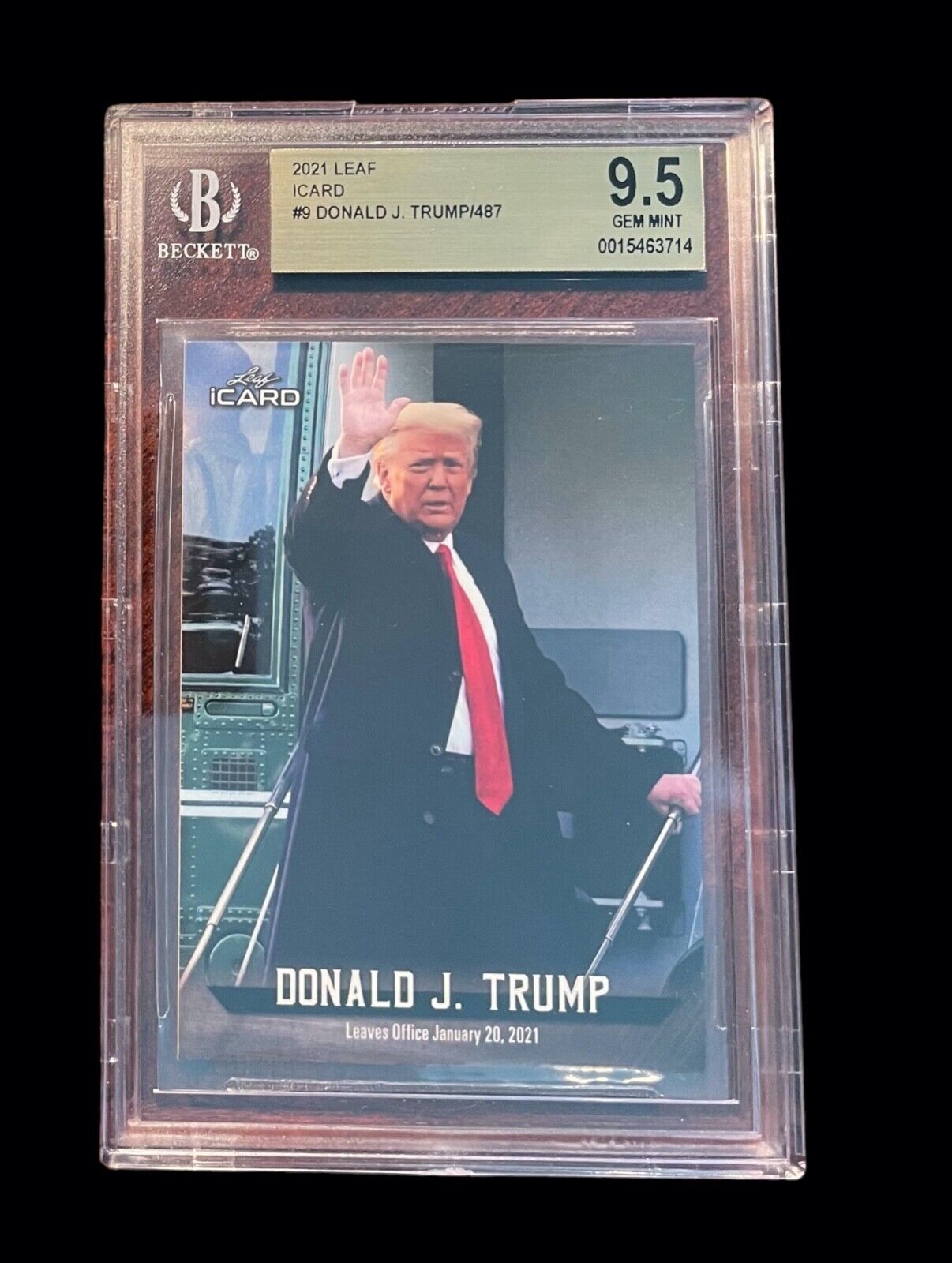 2021 Leaf iCard Donald J. Trump Leaves Office BGS 9.5 Gold Label Not Decision